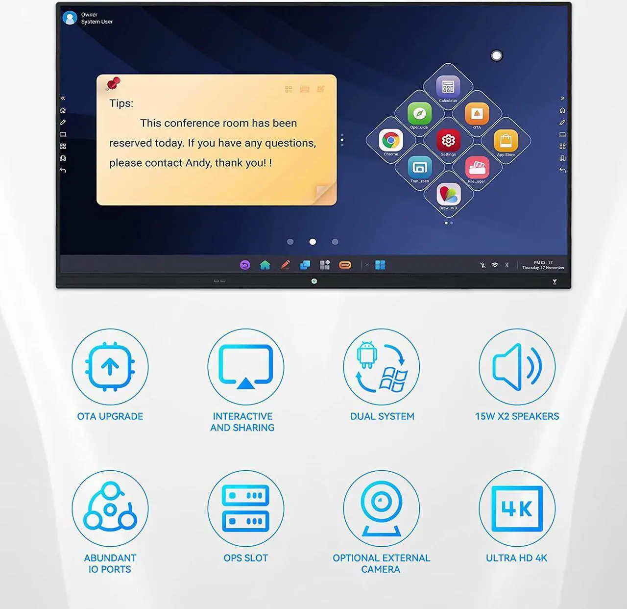 Alt view image 2 of 6 - TIBURN HQ Board 75" R2, 4K UHD Interactive Board, Smart Whiteboard with an 8core CPU & Open App Ecosystem(Smart Board+ Movable Stand +Wall Mounting) for Office and Classroom