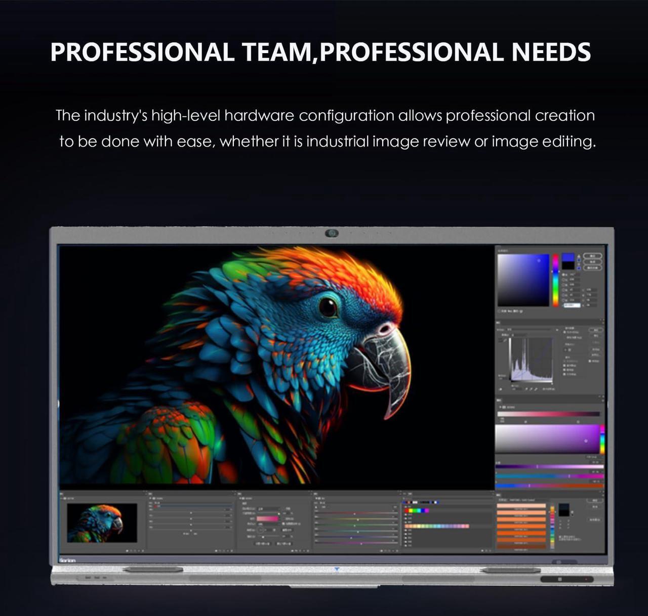 Alt view image 3 of 7 - TIBURN Smart Board, 65 Inch Smart Writing Board with Auto framming Camera, 4K UHD Touch Screen All-in-One Computer for Office and Classroom with an Open App Ecosystem(Board Only)