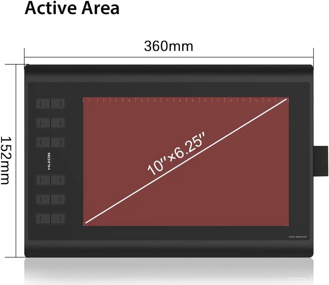 Alt view image 3 of 5 - HUION Inspiroy H1060P OTG 10 x 6.25 inch Graphic Drawing  Pen Tablet 8192 ±60° tilt with battery-free Pen PW100