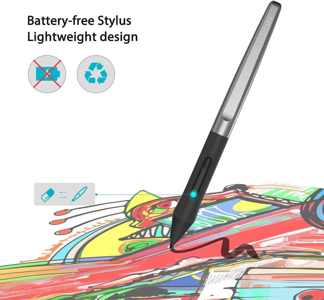 Alt view image 4 of 5 - HUION Inspiroy H1060P OTG 10 x 6.25 inch Graphic Drawing  Pen Tablet 8192 ±60° tilt with battery-free Pen PW100