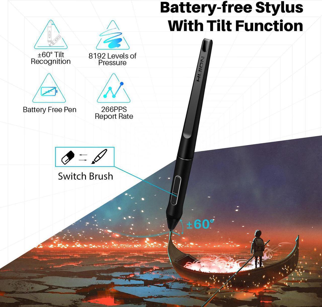 Alt view image 4 of 4 - Huion Kamvas Pro 16 Drawing Pen Display with Monitor 15.6 Inch Pen Display Graphic Monitor, Battery-Free Pen with 8192 Levels Pressure, 1 Touch Bar and 6 Express Keys with Stand