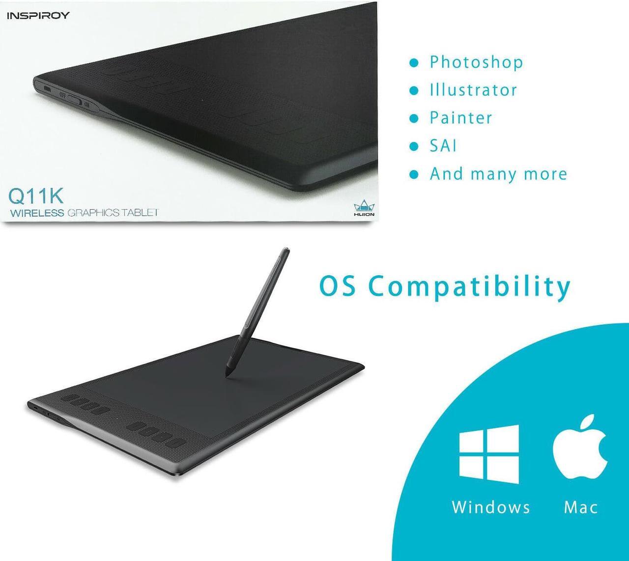 Alt view image 5 of 7 - Huion Inspiroy Q11K 11 x 6.875 inch Wireless Graphic Drawing Tablet with 8192 Pressure Sensitivity level and 8 Programmable Press Keys