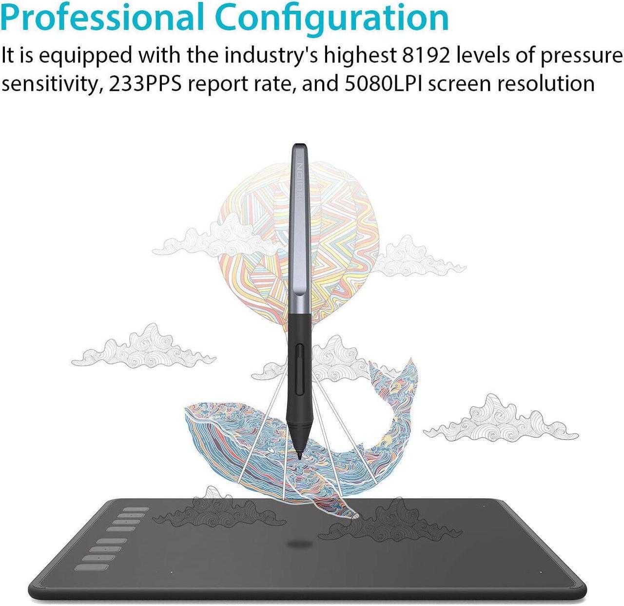 Alt view image 2 of 7 - HUION Inspiroy H950P 8.7 x 5.4inch  Drawing Pen Tablets Digital Drawing Pad  Graphic Tablet, Tilt Feature Battery-Free Pen 8192 Pressure Sensitivity and 8 Programmable Press Keys