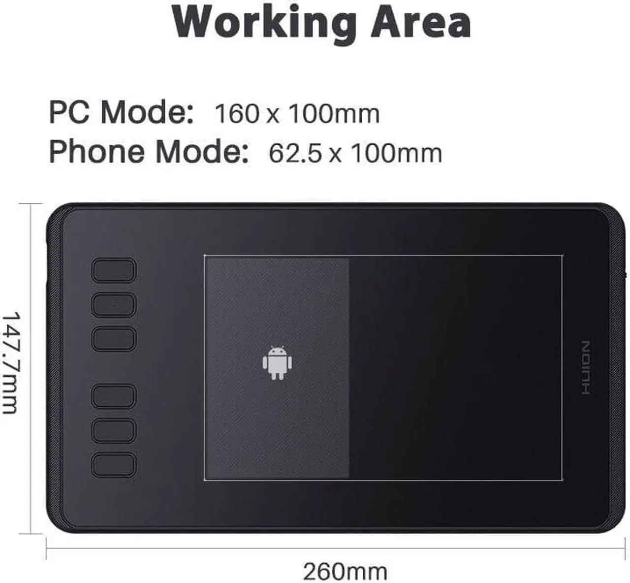 Alt view image 3 of 7 - Huion Inspiroy H640P 6.3 x 3.9inch Graphics Drawing Pen Tablet Android Support with Battery-Free Stylus PW100 and 6 Programmable Press Keys