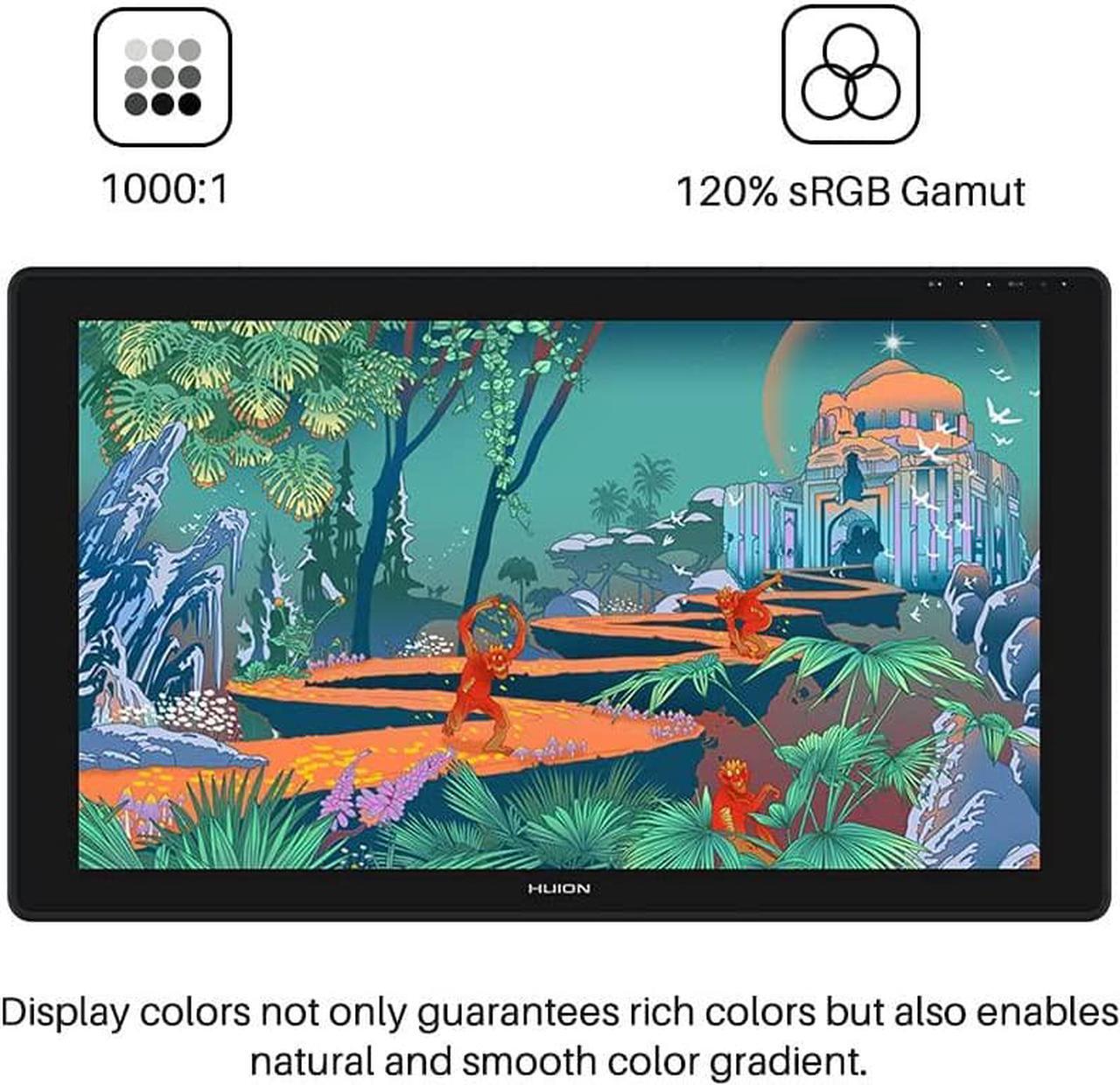 Alt view image 2 of 7 - HUION Kamvas 24 Drawing Tablet with Screen 2.5K QHD Graphic Monitor Pen Display Battery-Free Stylus, 120%s RGB, Come with Glove, Adjustable Stand -23.8 Inch