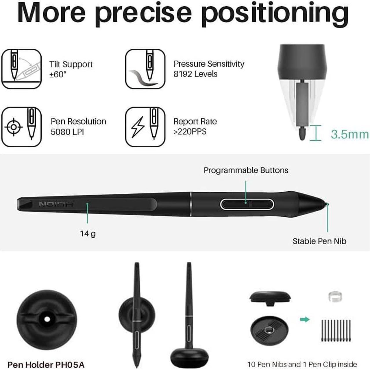 Alt view image 6 of 7 - HUION Kamvas 24 Drawing Tablet with Screen 2.5K QHD Graphic Monitor Pen Display Battery-Free Stylus, 120%s RGB, Come with Glove, Adjustable Stand -23.8 Inch
