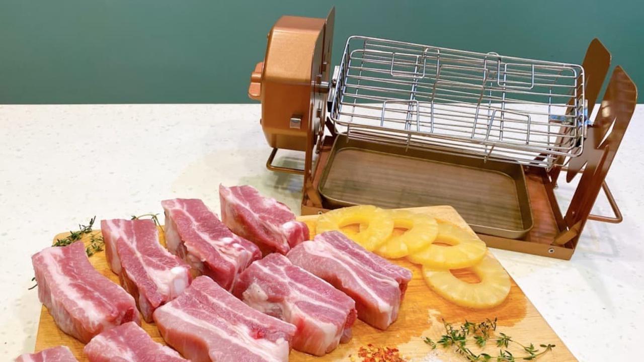 Alt view image 3 of 4 - Roto-Q 360 Rotisserie Cage (Flat) Grill Accessory Stainless Steel Food Attachment For Steak, Lobster, Baby Back Ribs, Lamb Chop, Fish, Seafood, Salmon, Chicken Wings, and much more.