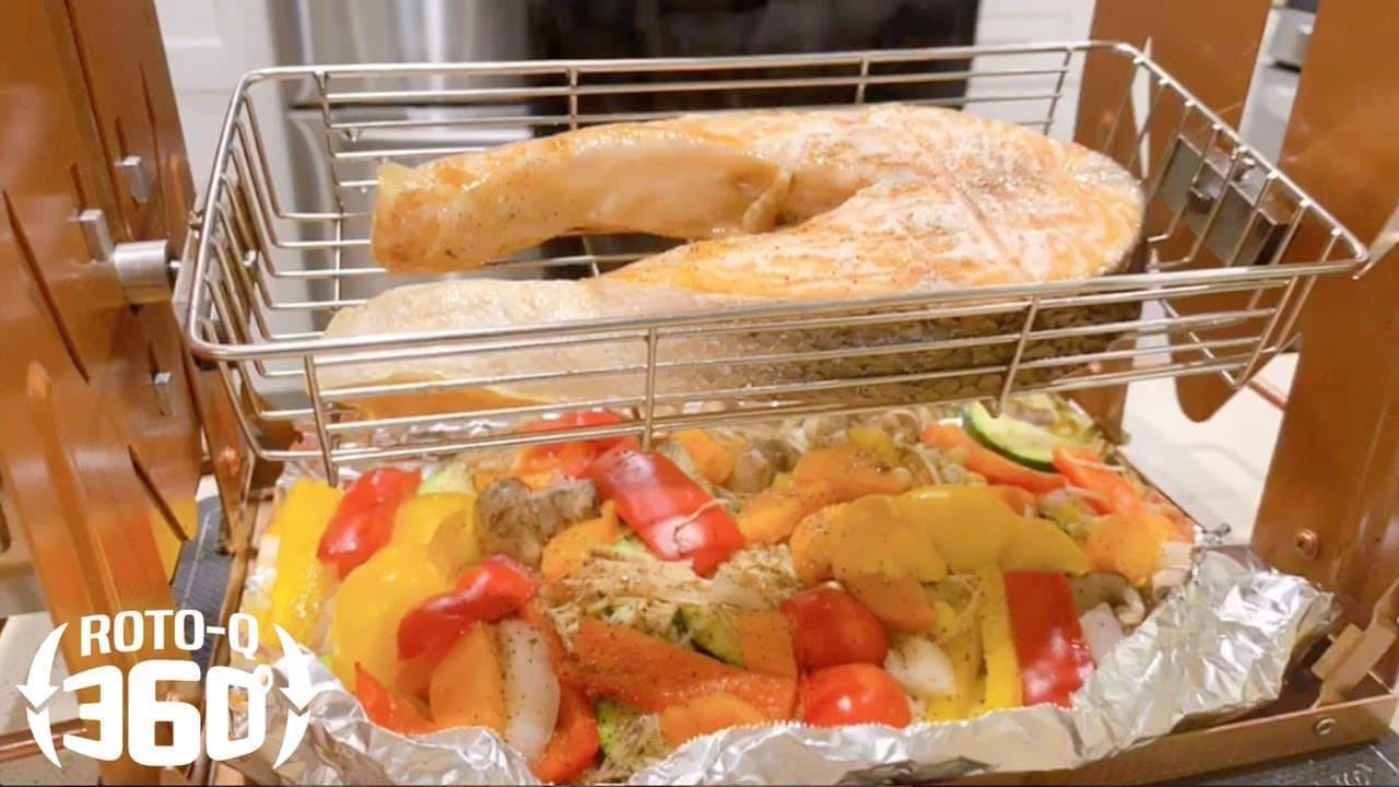 Alt view image 4 of 4 - Roto-Q 360 Rotisserie Cage (Flat) Grill Accessory Stainless Steel Food Attachment For Steak, Lobster, Baby Back Ribs, Lamb Chop, Fish, Seafood, Salmon, Chicken Wings, and much more.