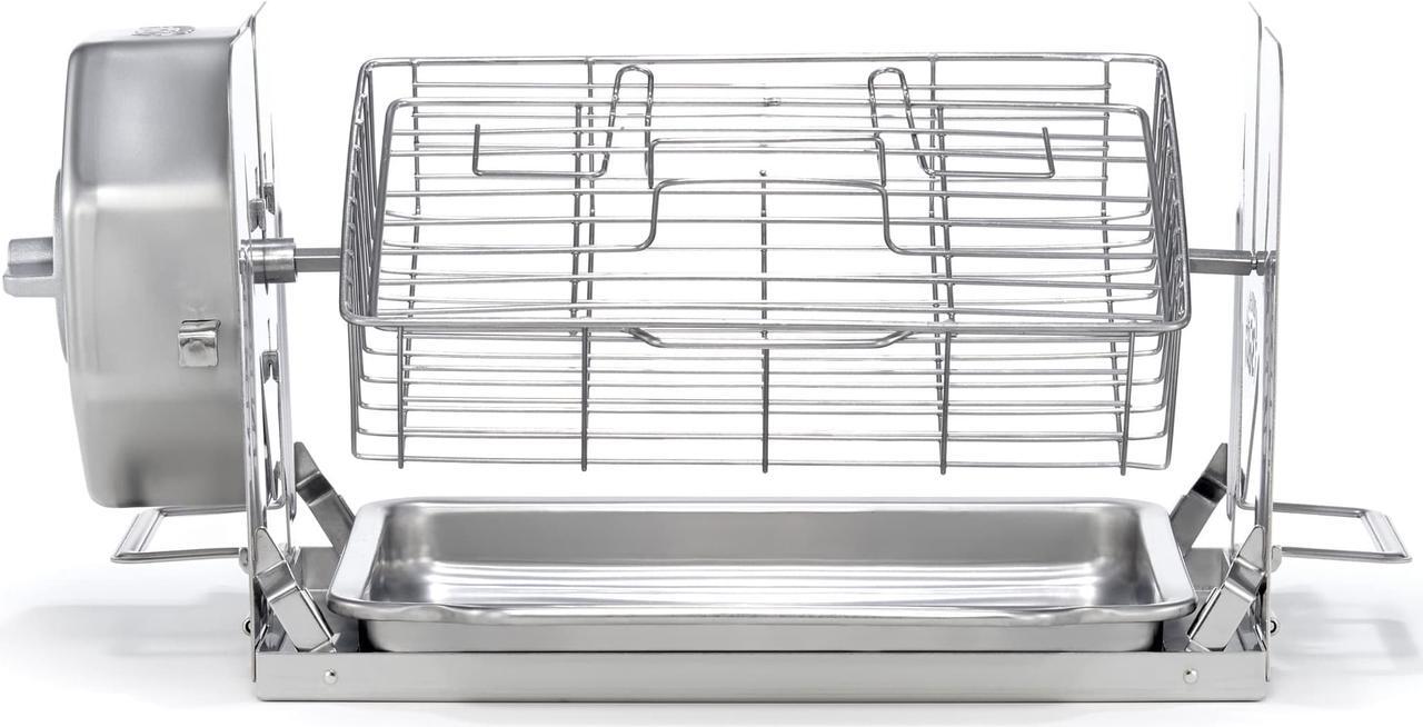 Alt view image 2 of 4 - Roto-Q 360 Rotisserie Cage (Flat) Grill Accessory Stainless Steel Food Attachment For Steak, Lobster, Baby Back Ribs, Lamb Chop, Fish, Seafood, Salmon, Chicken Wings, and much more.
