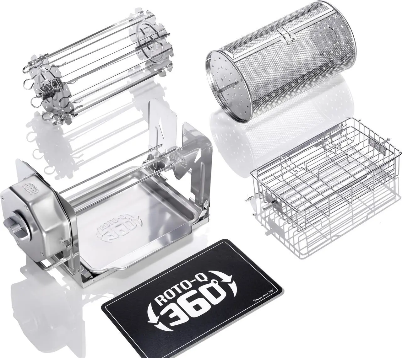 Main image of ROTO-Q 360 Family Bundle (STAINLESS STEEL) | The Ultimate Rotisserie for Healthier Cooking | Portable, Versatile, and Energy-Efficient | Perfect for Convection Ovens, Air Fryers, BBQs, and Fire Pits