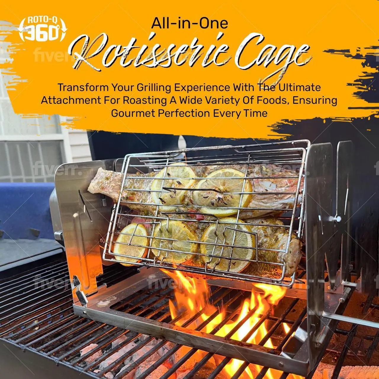Alt view image 5 of 7 - ROTO-Q 360 Family Bundle (STAINLESS STEEL) | The Ultimate Rotisserie for Healthier Cooking | Portable, Versatile, and Energy-Efficient | Perfect for Convection Ovens, Air Fryers, BBQs, and Fire Pits