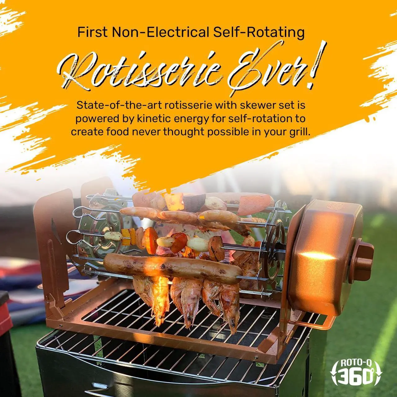 Alt view image 6 of 7 - ROTO-Q 360 Family Bundle (STAINLESS STEEL) | The Ultimate Rotisserie for Healthier Cooking | Portable, Versatile, and Energy-Efficient | Perfect for Convection Ovens, Air Fryers, BBQs, and Fire Pits