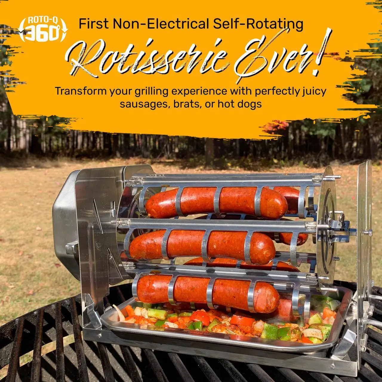 Alt view image 7 of 7 - ROTO-Q 360 Family Bundle (STAINLESS STEEL) | The Ultimate Rotisserie for Healthier Cooking | Portable, Versatile, and Energy-Efficient | Perfect for Convection Ovens, Air Fryers, BBQs, and Fire Pits