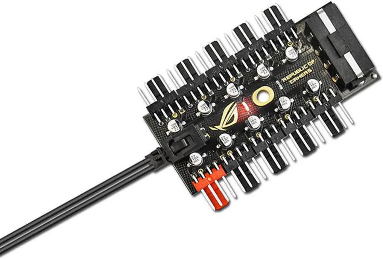 Alt view image 4 of 6 - 10 Ports PWM 4pin CPU Cooler / Case / Chassis Cooling Fan Hub,10 Port 12V 4 Pin Fan PWM Fan Hub Controller,Power by Molex ,16 inches RPM Feedback Cable