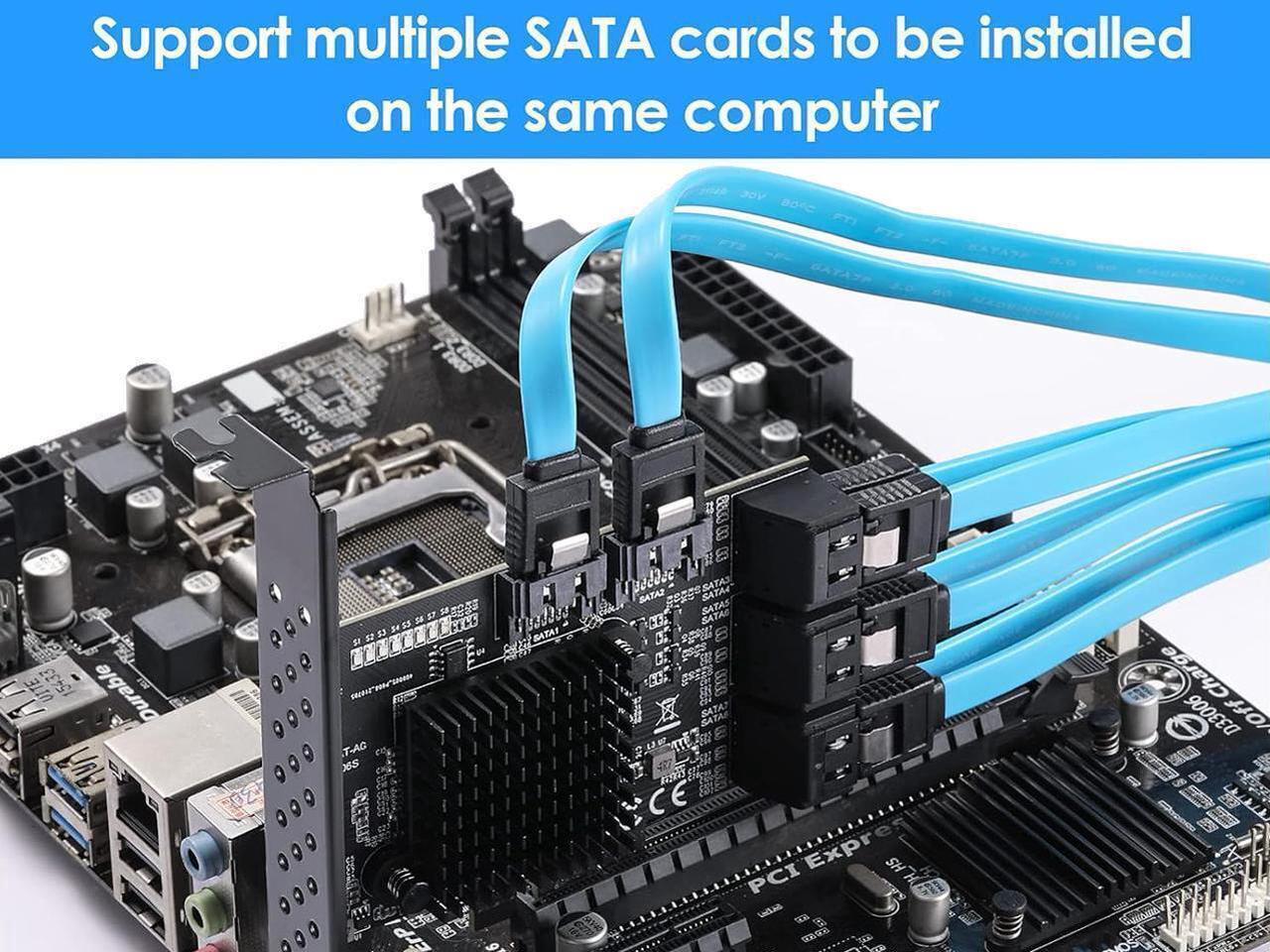 Alt view image 4 of 5 - 8 Port SATA PCIe Card, 6 Gbps SATA 3.0 to PCI-e X4 Card,PCI Express to SATA Controller Expansion Card, SATAIII Non-Raid,with Full Profile & Low Profile Bracket (ASMedia ASM1166 Chipset)