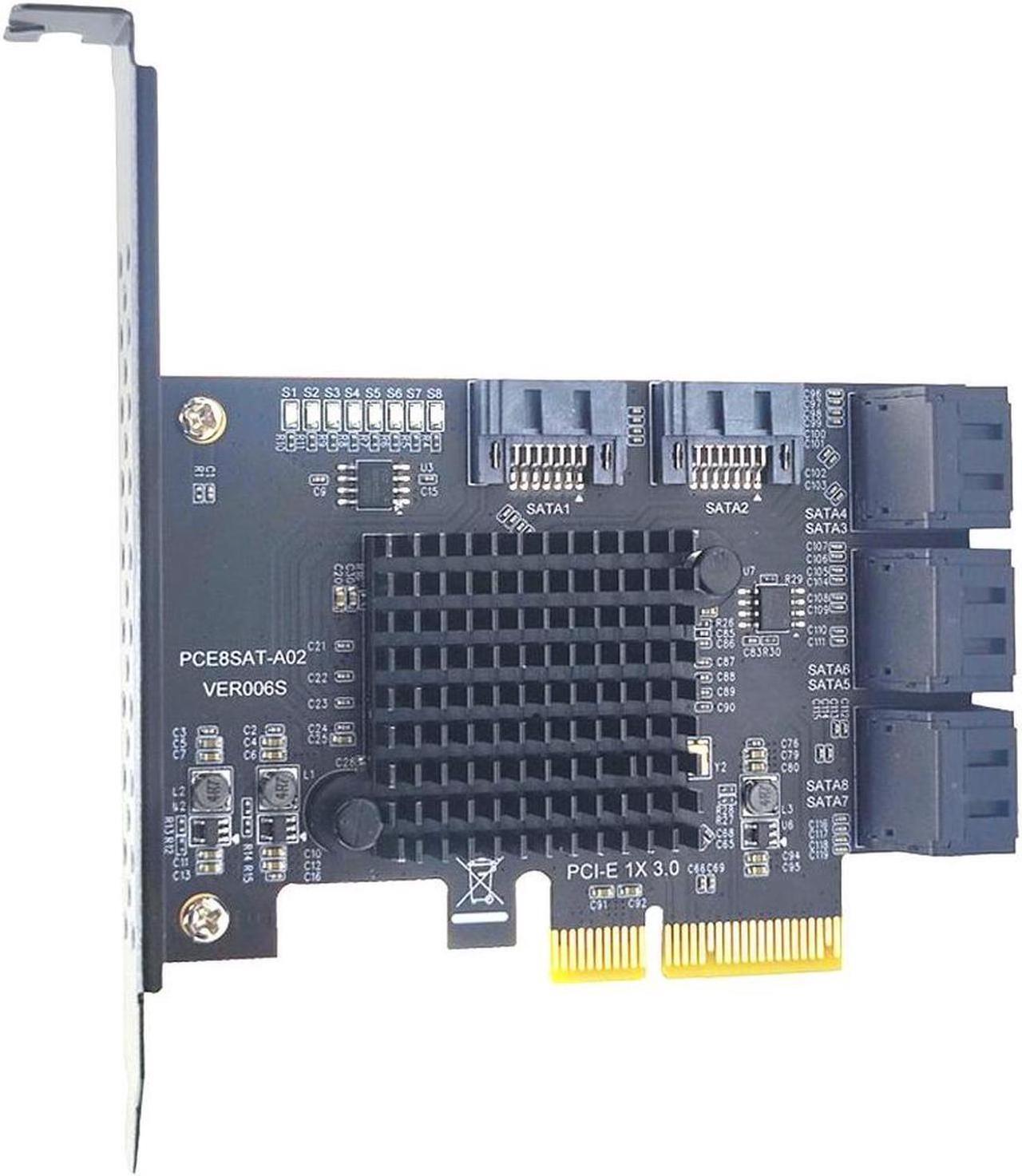 Alt view image 3 of 5 - 8 Port SATA PCIe Card, 6 Gbps SATA 3.0 to PCI-e X4 Card,PCI Express to SATA Controller Expansion Card, SATAIII Non-Raid,with Full Profile & Low Profile Bracket (ASMedia ASM1166 Chipset)