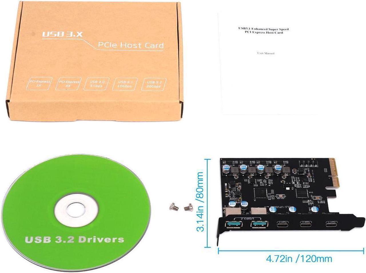 Alt view image 5 of 6 - PCIe 3.0/4.0 to 10Gbps USB 3.2 Gen2 Expansion Card,5-Ports (3x USB Type-C,2x USB A) to PCI Express x4 PC Internal USB Hub for Windows 10/8/7 Linux and MAC OS 10.8.2 above with Full-Profile Slot Cover