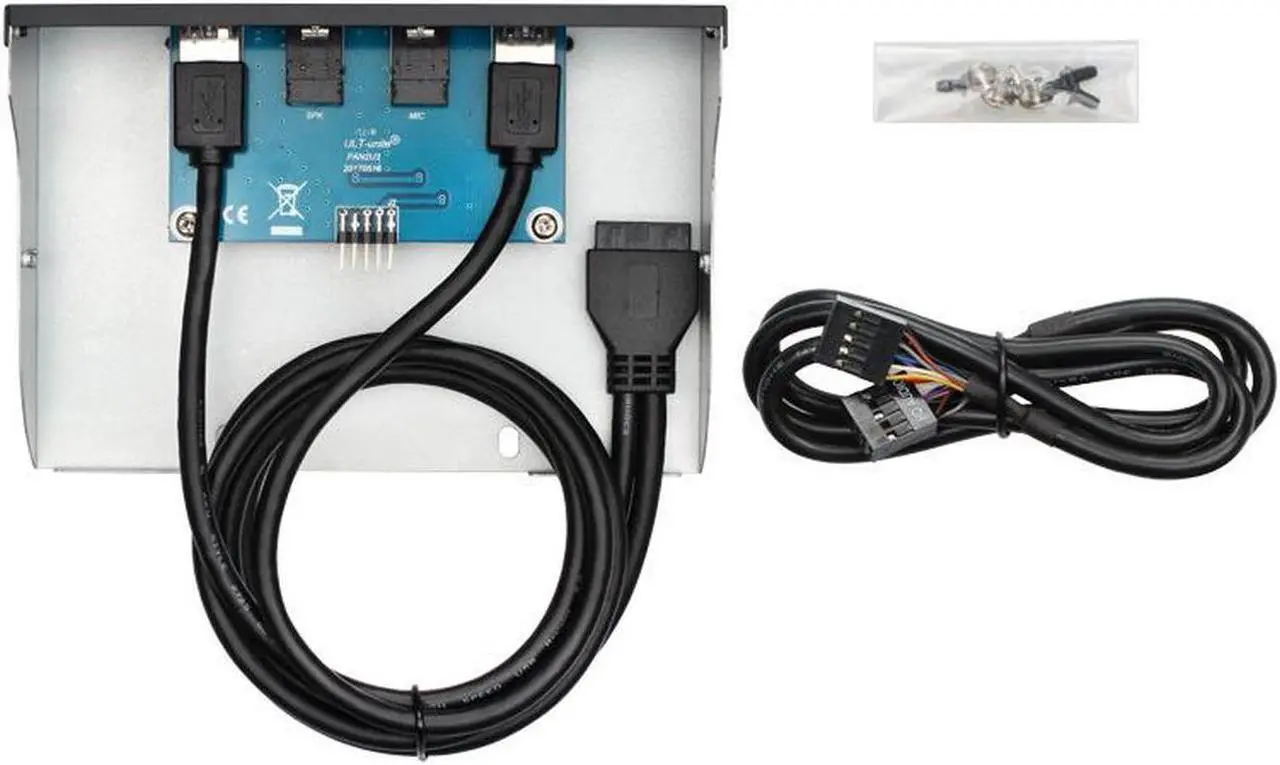 Alt view image 3 of 3 - PC Case 5.25 inch front panel 2 Ports USB 3.0 USB Hub w/ HD Audio Output & Microphone,2.6ft USB 20pin to 2x USB 3.0 Splitter w/ Stereo Audio Mic