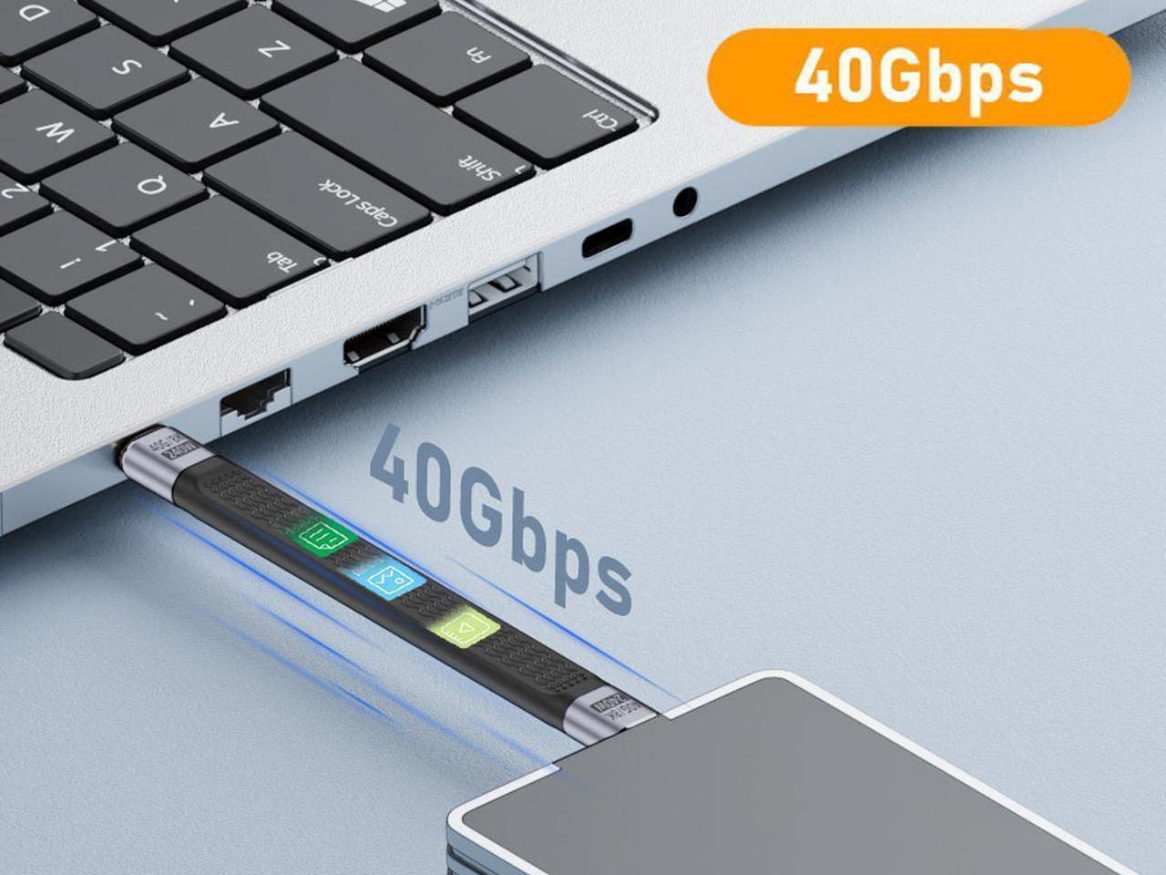 Alt view image 4 of 6 - Vszerda FPC USB 4.0 Cable,USB C to USB C Flexible Cable Support Thunderbolt 4/3,240W PD 3.1 Charging,8K Display,40Gbps Data Transfer for External SSD, EGPU,Docking,MacBook,Pad, Phone -5.11 Inch,Black