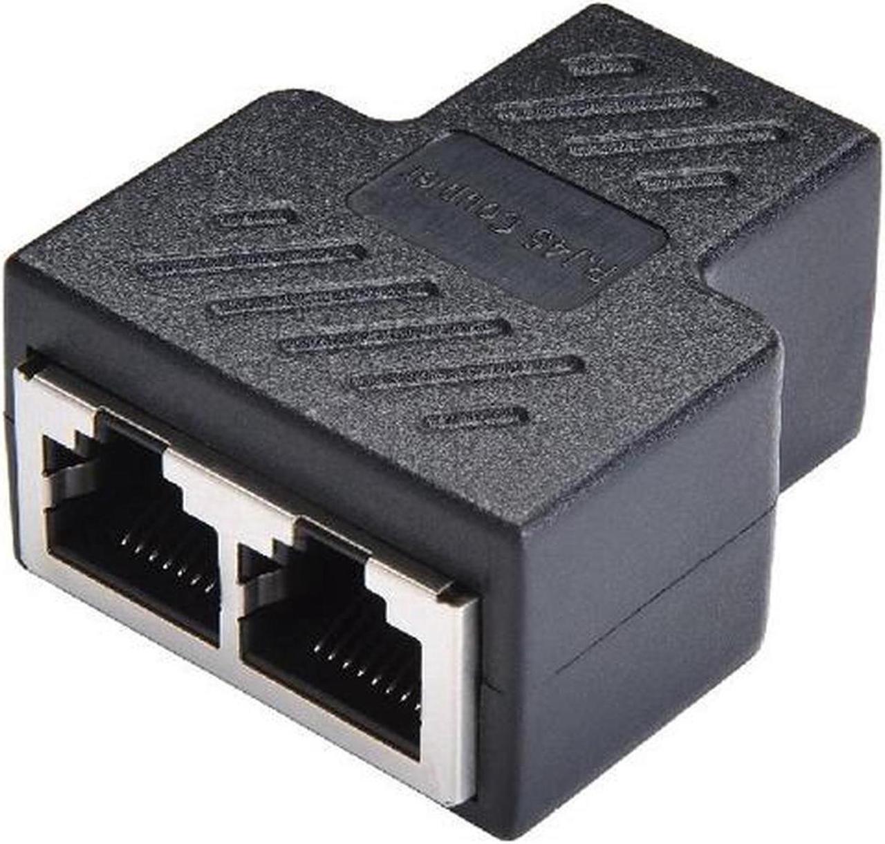 Main image of 1X2 RJ45 Splitter Adapter, RJ45 Female 1 to 2 port Female Ethernet Coupler, 8P8C LAN Network Extender Connector for Cat5, Cat5e, Cat6, Cat7