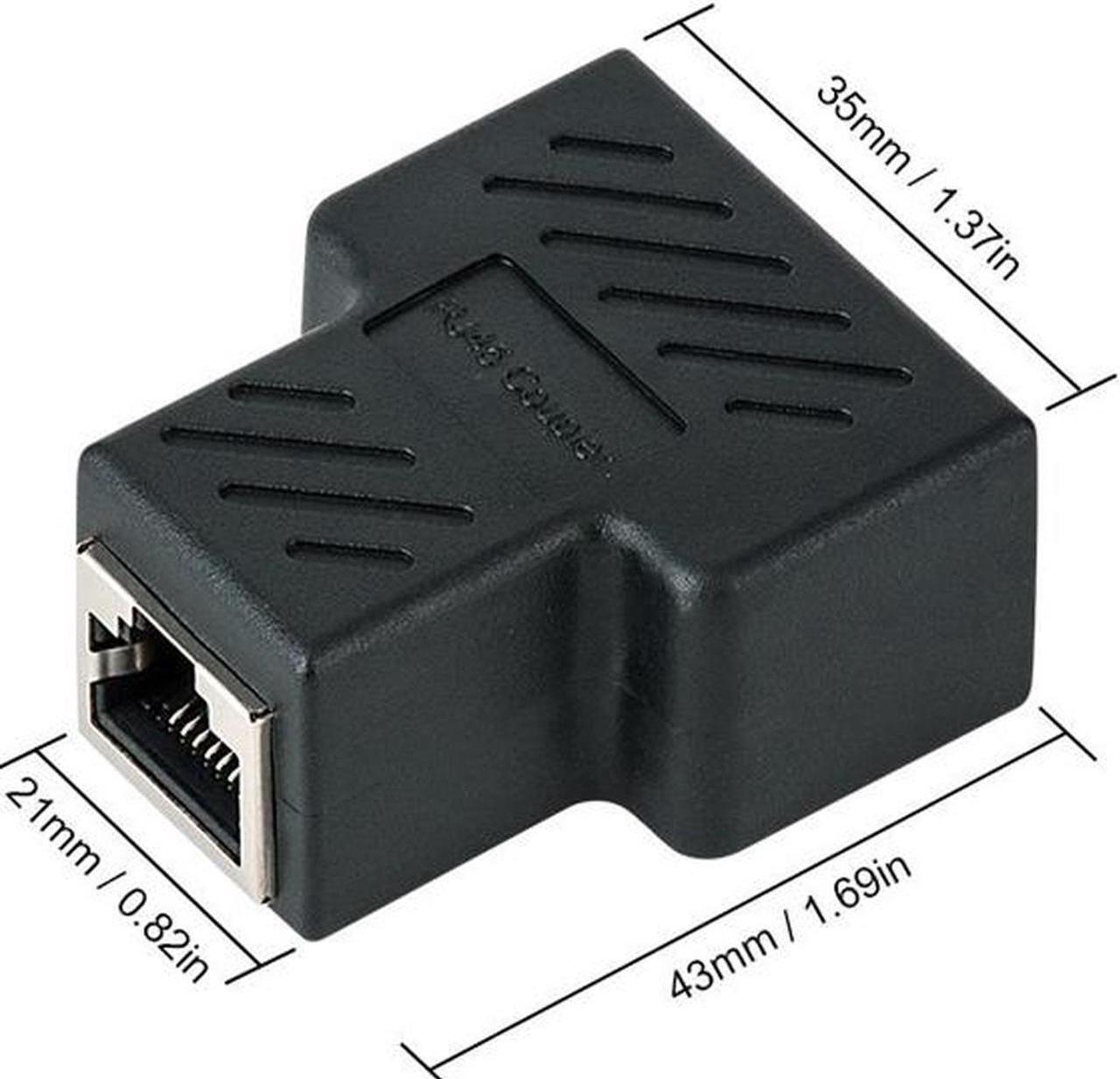 Alt view image 2 of 5 - 1X2 RJ45 Splitter Adapter, RJ45 Female 1 to 2 port Female Ethernet Coupler, 8P8C LAN Network Extender Connector for Cat5, Cat5e, Cat6, Cat7