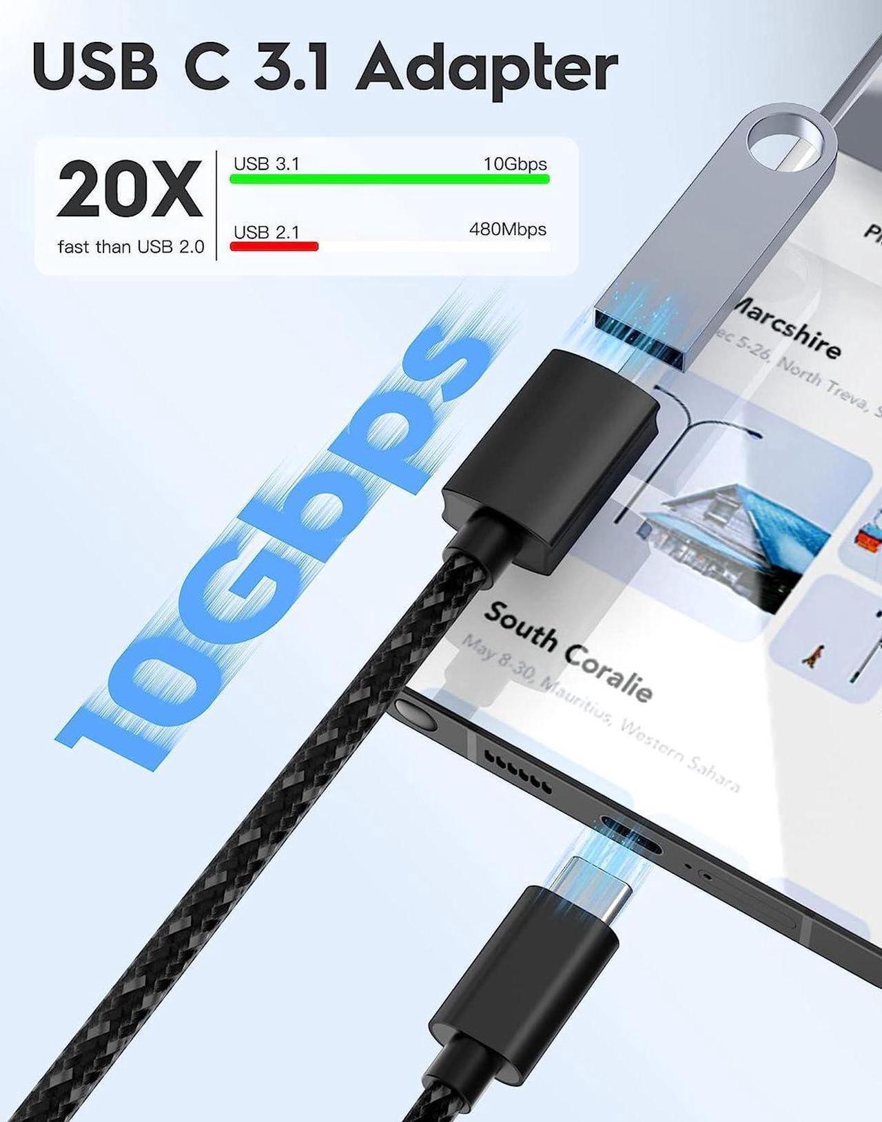 Alt view image 2 of 7 - USB C to USB 3.0 Adapter [10Gbps], [2 Pack] USB Type C Male to USB3.1 USB3.2 Female, Thunderbolt 3/4 to USB Female Adapter OTG Cable for Mac-Book Pro/Air 2022 2020,Tablet PC, Smartphones