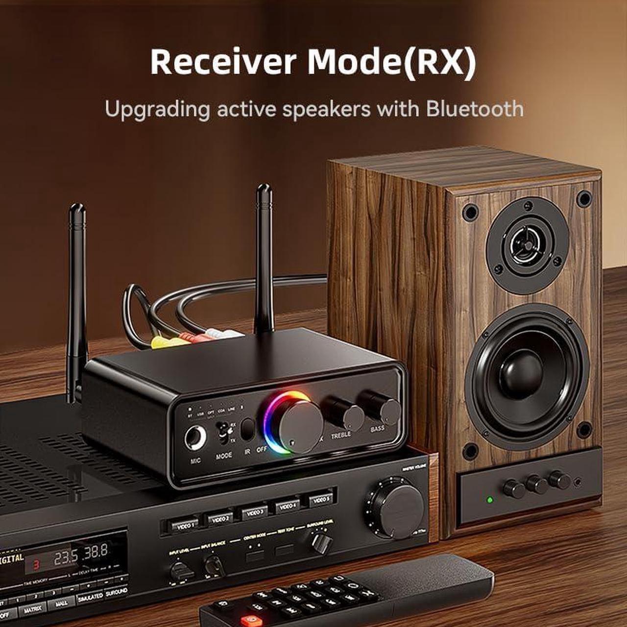 Alt view image 5 of 7 - Bluetooth 5.3 Audio Receiver Transmitter for Home Stereo TV, HiFi Wireless Bluetooth Low Latency Audio Adapter, Supports USB, RCA, 3.5mm AUX, DAC, Coaxial, Optical Input/Output