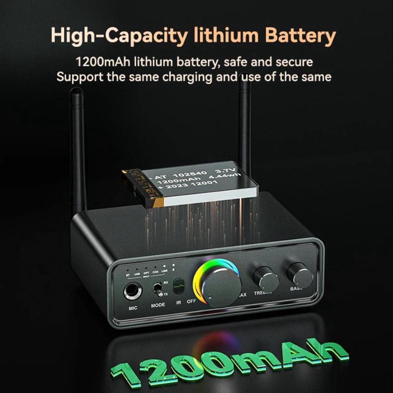 Alt view image 6 of 7 - Bluetooth 5.3 Audio Receiver Transmitter for Home Stereo TV, HiFi Wireless Bluetooth Low Latency Audio Adapter, Supports USB, RCA, 3.5mm AUX, DAC, Coaxial, Optical Input/Output