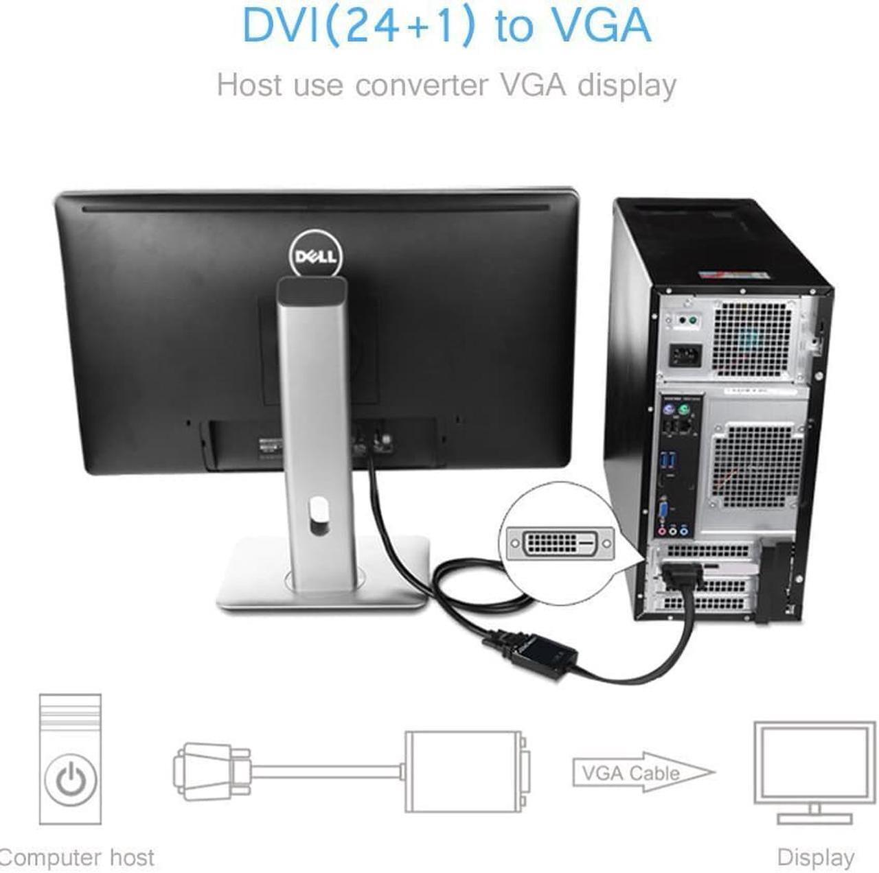 Alt view image 2 of 7 - Vszerda DVI to VGA Adapter DVI 24+1 DVI-D Male to VGA Female Cable Adapter Converter for DVI Device, Laptop, PC to VGA Displays, Monitors, Projectors (DVI24+1 TO VGA)