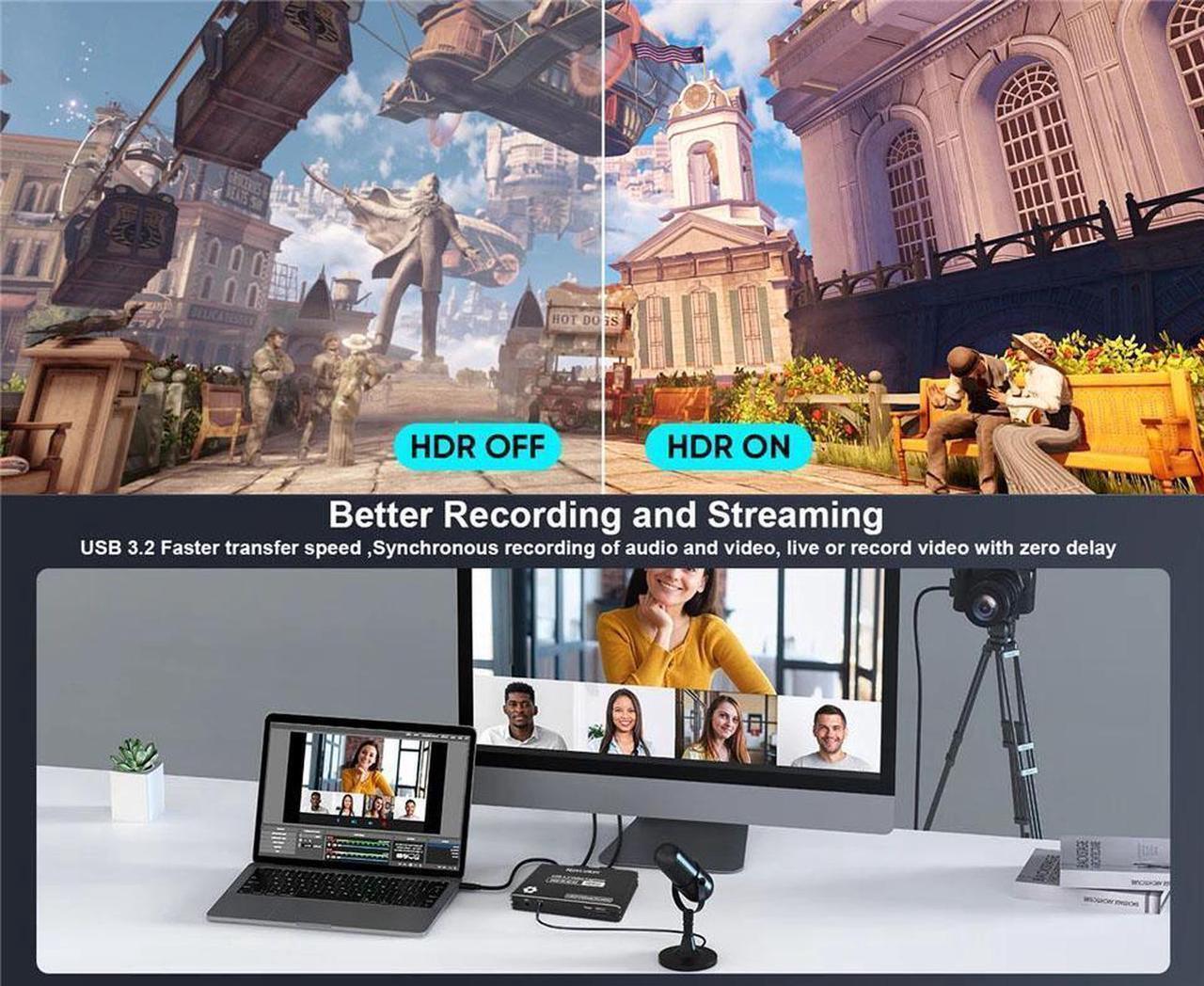Alt view image 7 of 7 - 4K@60Hz External USB3.2 Capture Card, Stream and Record in 4K 60FPS 2K 144fps with ultra-low latency on Nintendo Switch/PS5/OBS/PC/Camera, in OBS and more, works with PC and Mac