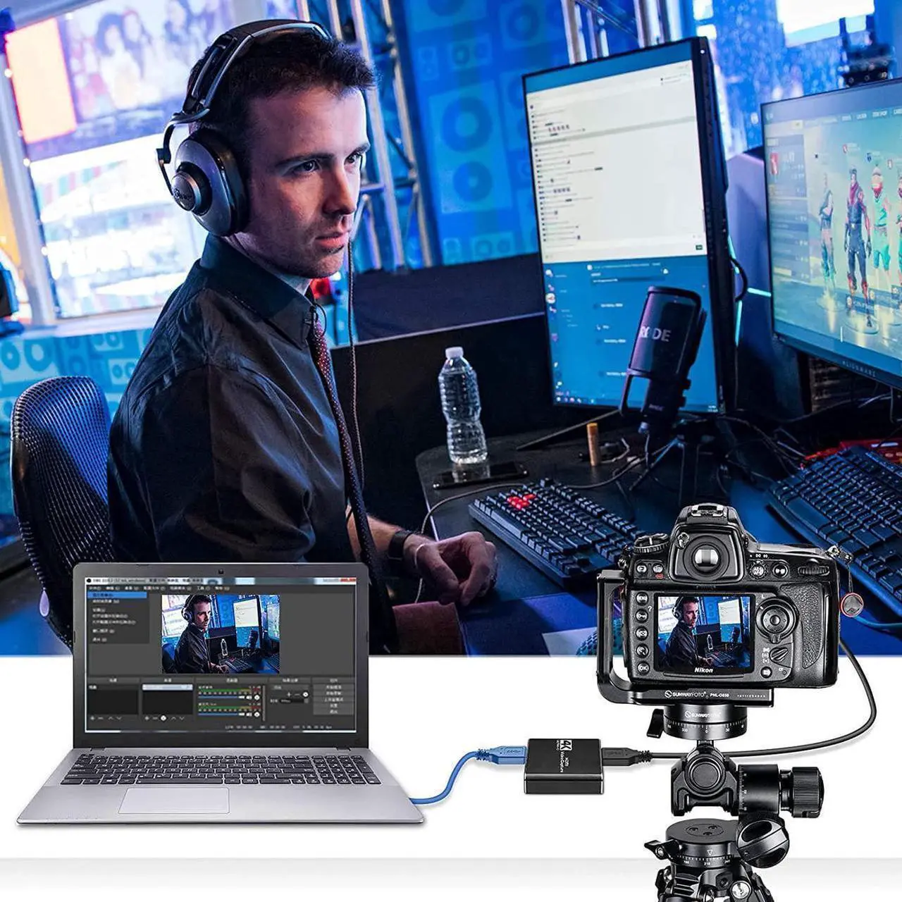 Alt view image 5 of 7 - Capture Card, Audio Video Capture Card with Microphone 4K HDMI Loop-Out, 1080p 60fps Video Recorder for Gaming/Live Streaming/Video Conference, Works for Nintendo Switch/PS4/OBS/Camera/ PC