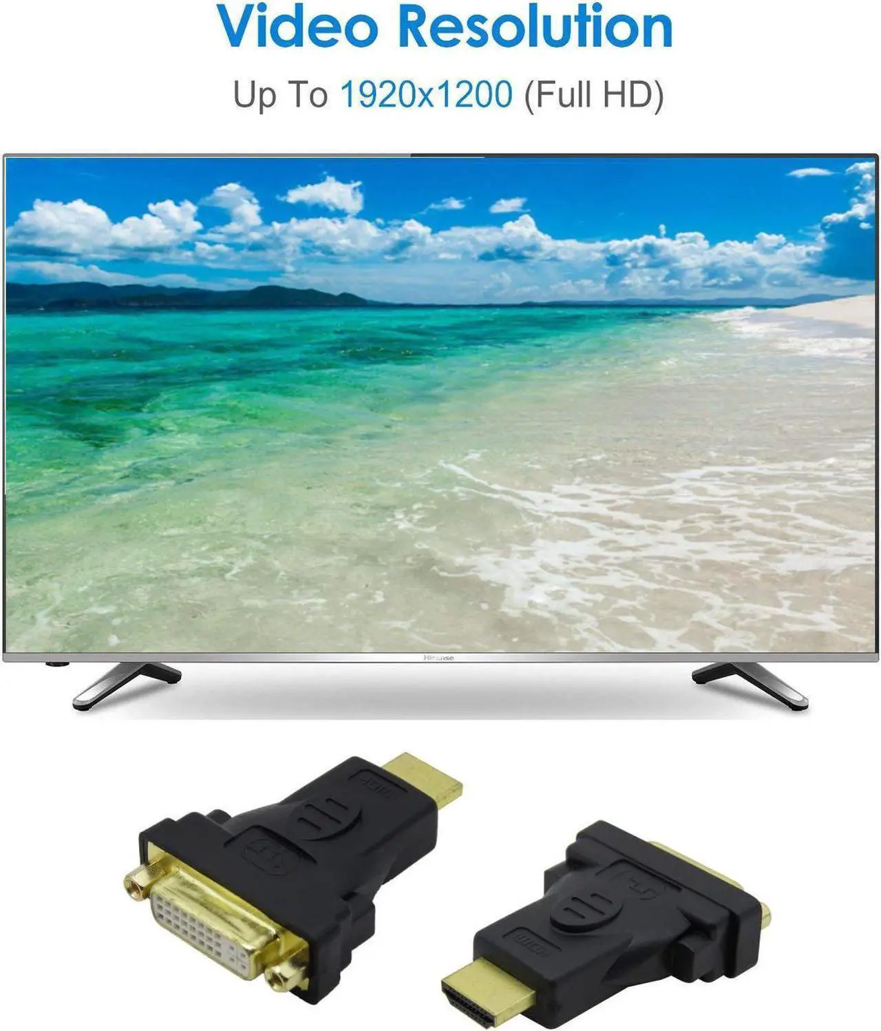 Alt view image 2 of 7 - Vszerda [3-Pack] HDMI to DVI Adapter, Bi-Directional HDMI Male to DVI Female Converter, 1080P DVI to HDMI Conveter, 3D for Apple TV Box, HDTV, Xbox 360, PS4 PS3, Nintendo Switch, Plasma, DVD