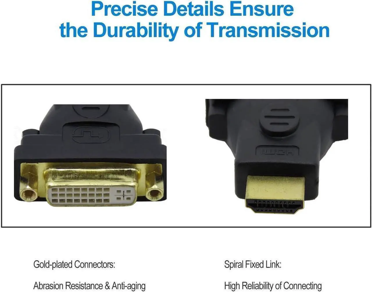 Alt view image 6 of 7 - Vszerda [3-Pack] HDMI to DVI Adapter, Bi-Directional HDMI Male to DVI Female Converter, 1080P DVI to HDMI Conveter, 3D for Apple TV Box, HDTV, Xbox 360, PS4 PS3, Nintendo Switch, Plasma, DVD