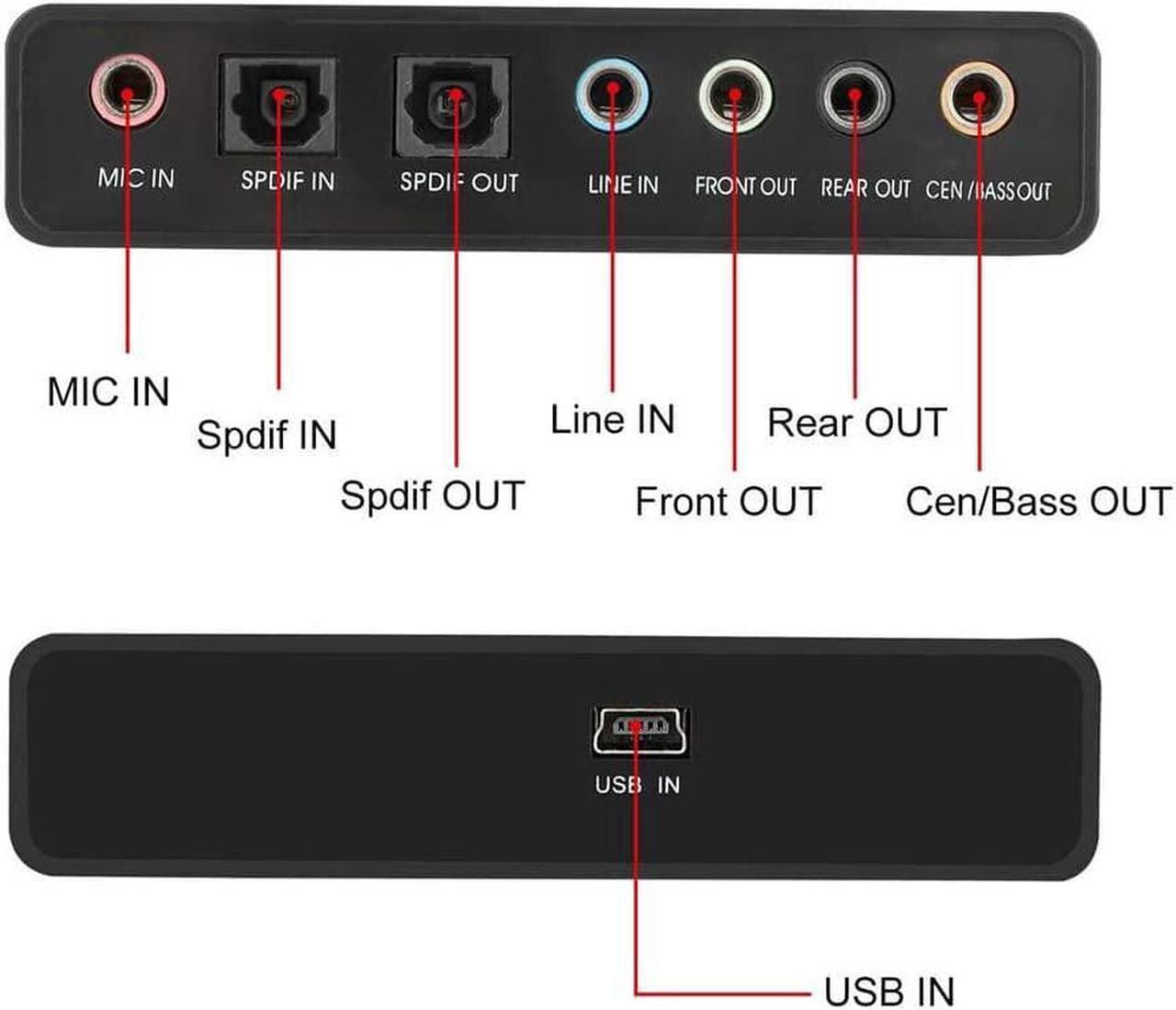 Alt view image 5 of 7 - Sound Card,Optimal 6 Channel External Sound Card USB 2.0 External 5.1 Surround Sound Optical S/PDIF Audio Sound Card Adapter