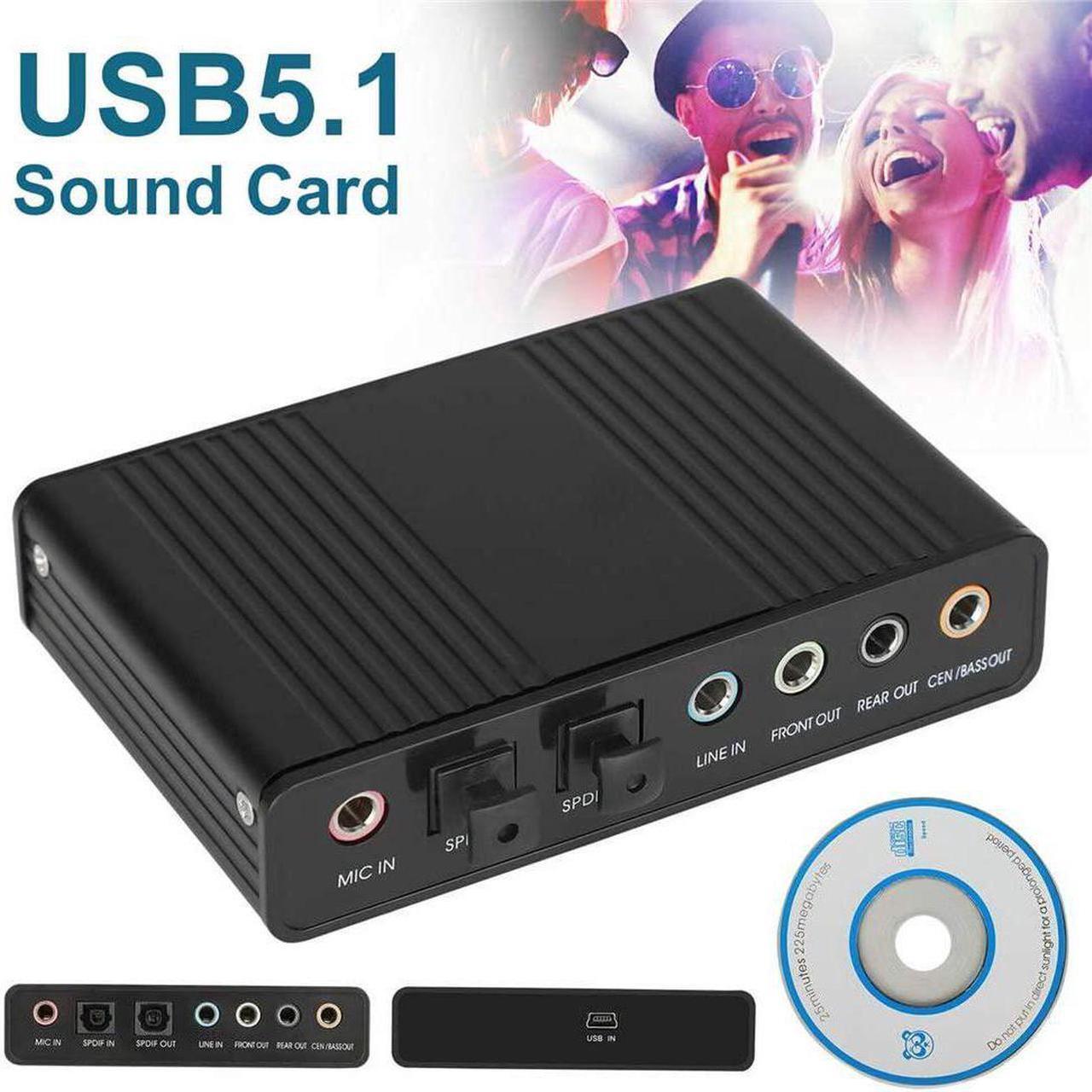 Alt view image 2 of 7 - Sound Card,Optimal 6 Channel External Sound Card USB 2.0 External 5.1 Surround Sound Optical S/PDIF Audio Sound Card Adapter
