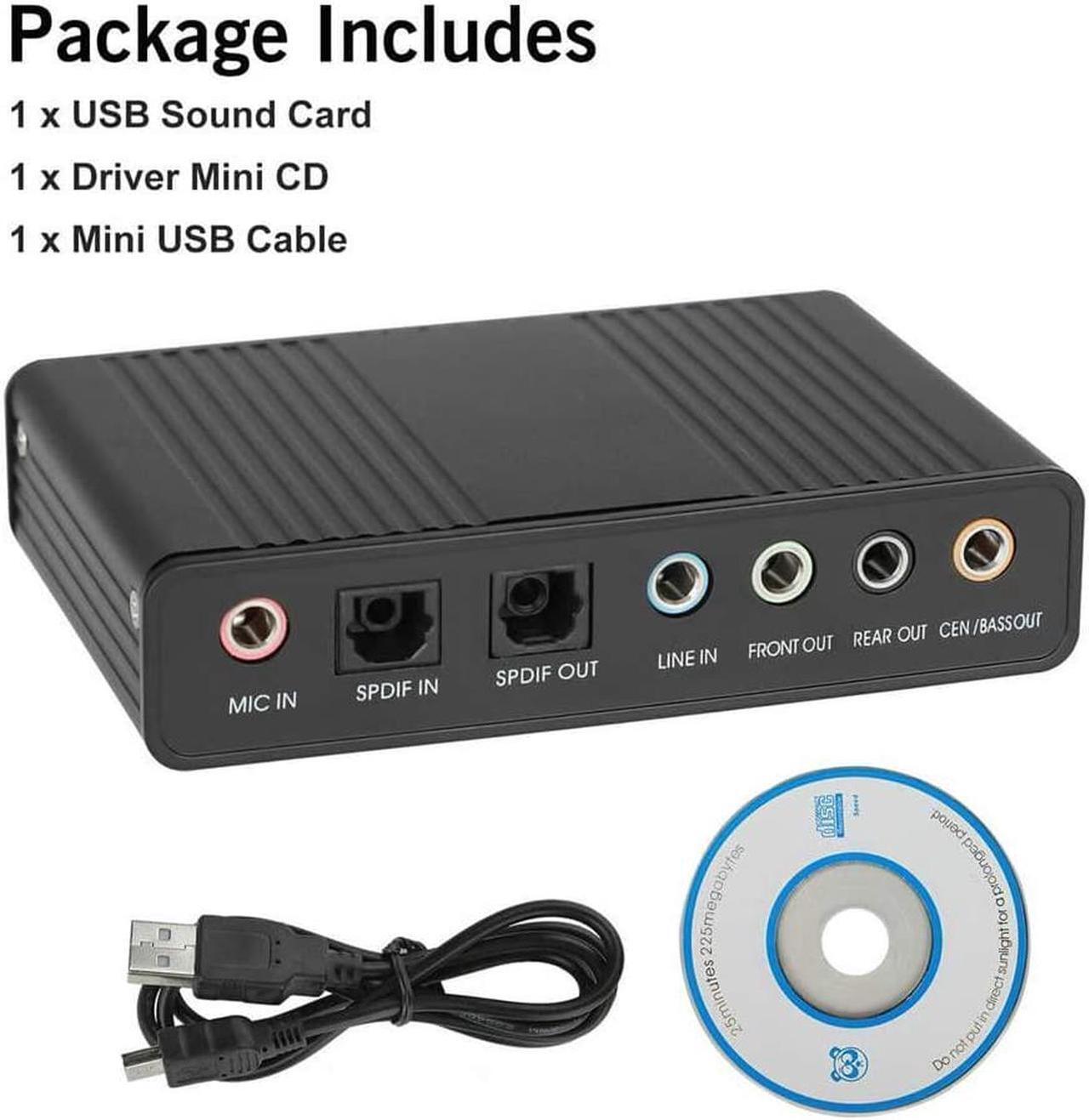 Alt view image 6 of 7 - Sound Card,Optimal 6 Channel External Sound Card USB 2.0 External 5.1 Surround Sound Optical S/PDIF Audio Sound Card Adapter