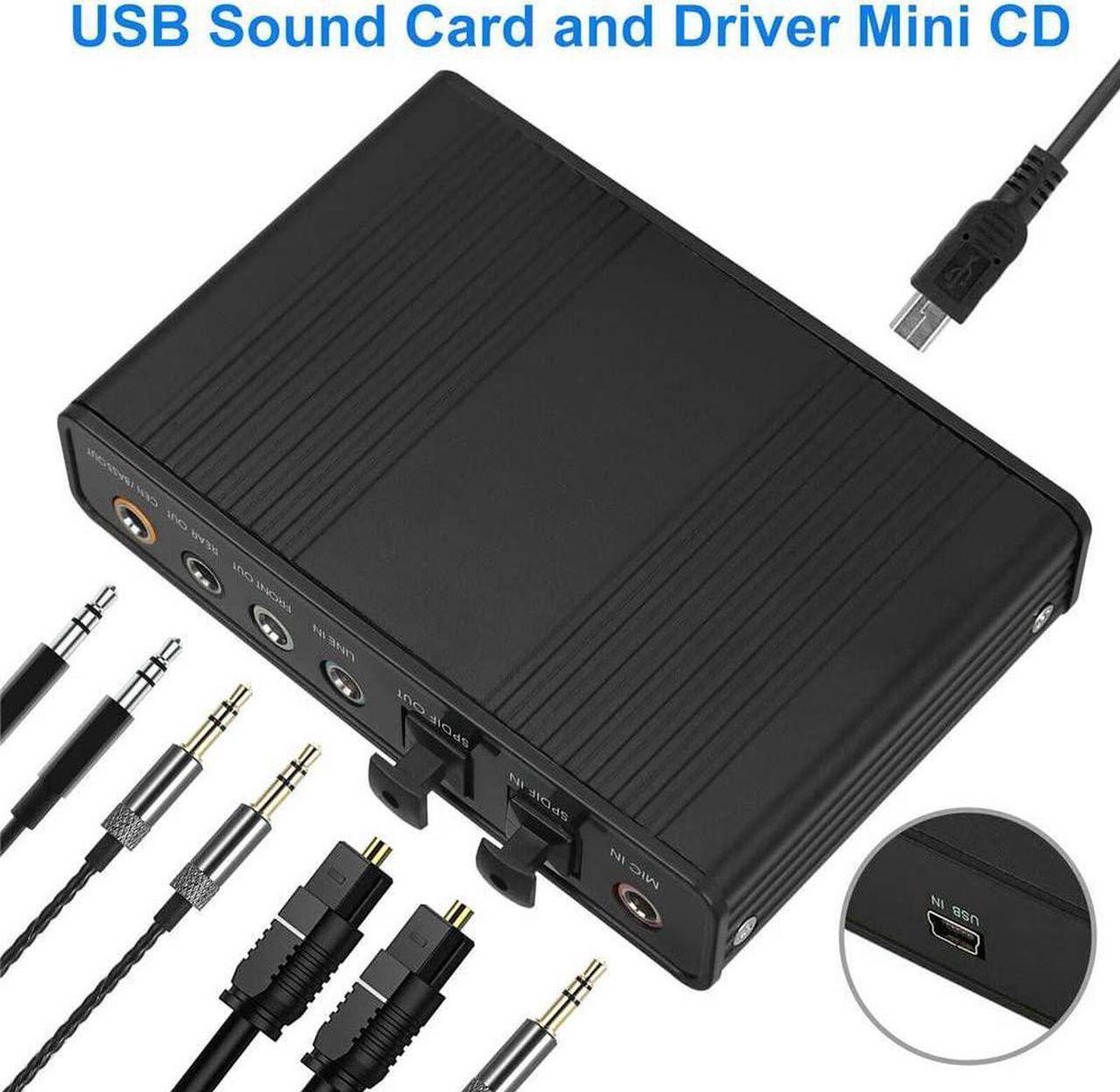 Alt view image 3 of 7 - Sound Card,Optimal 6 Channel External Sound Card USB 2.0 External 5.1 Surround Sound Optical S/PDIF Audio Sound Card Adapter