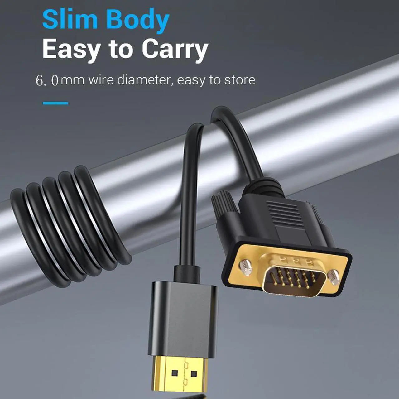 Alt view image 6 of 7 - HDMI to VGA, Gold-Plated HDMI to VGA 6 Feet Cable (Male to Male) Compatible for Computer, Desktop, Laptop, PC, Monitor, Projector, HDTV, Raspberry Pi, Roku, Xbox and More