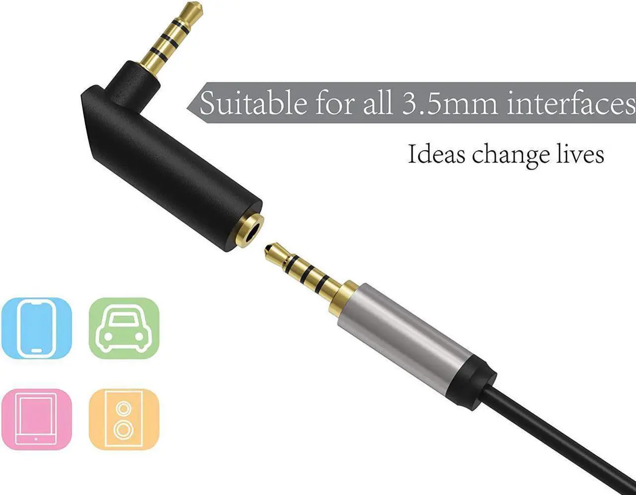Alt view image 2 of 4 - Right Angle 3.5mm, 90 Degree Audio Adapter Headphone Jack TRRS 1/8" Male to Female Connector for Laptop, Xbox Controler, Smartphone, Roku Remote (2-Pack)