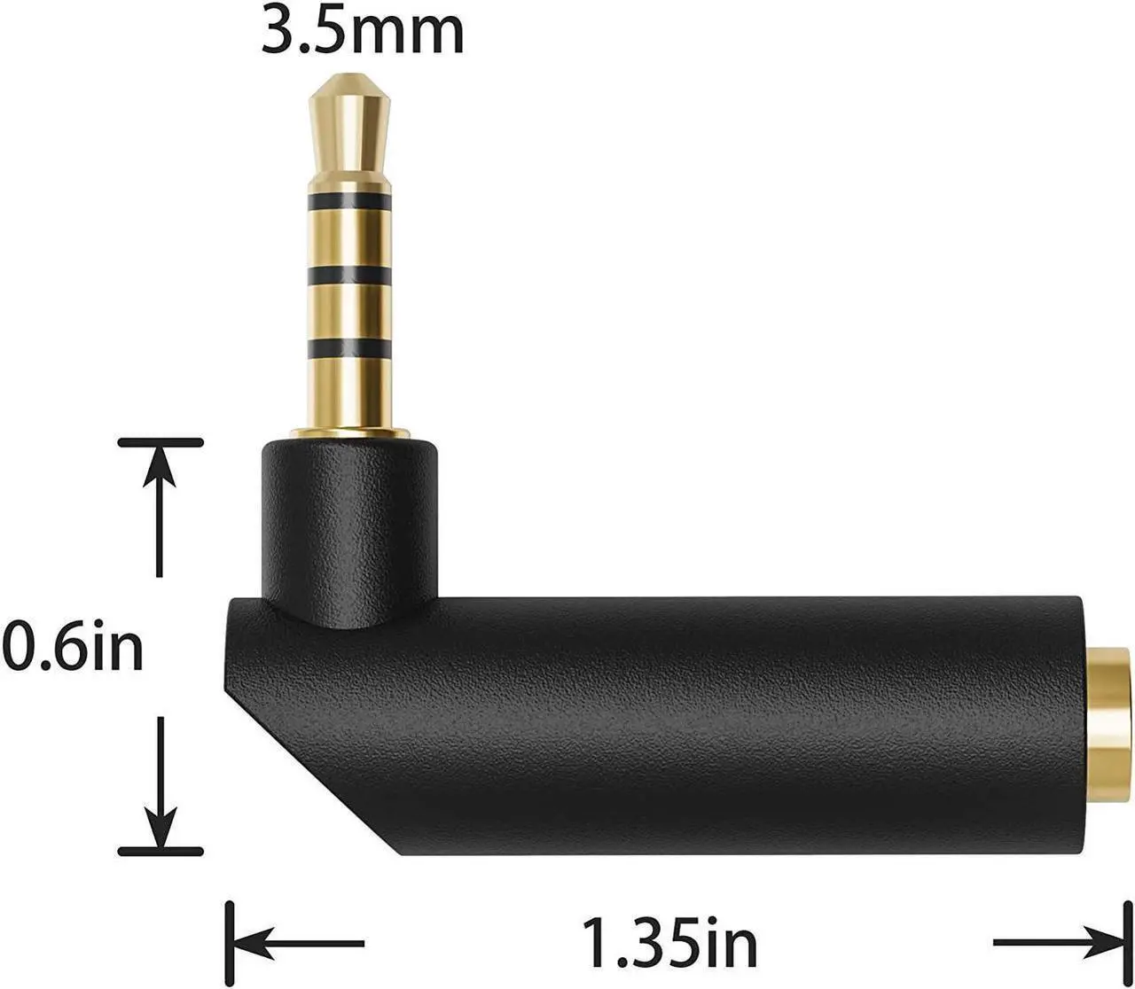 Alt view image 3 of 4 - Right Angle 3.5mm, 90 Degree Audio Adapter Headphone Jack TRRS 1/8" Male to Female Connector for Laptop, Xbox Controler, Smartphone, Roku Remote (2-Pack)