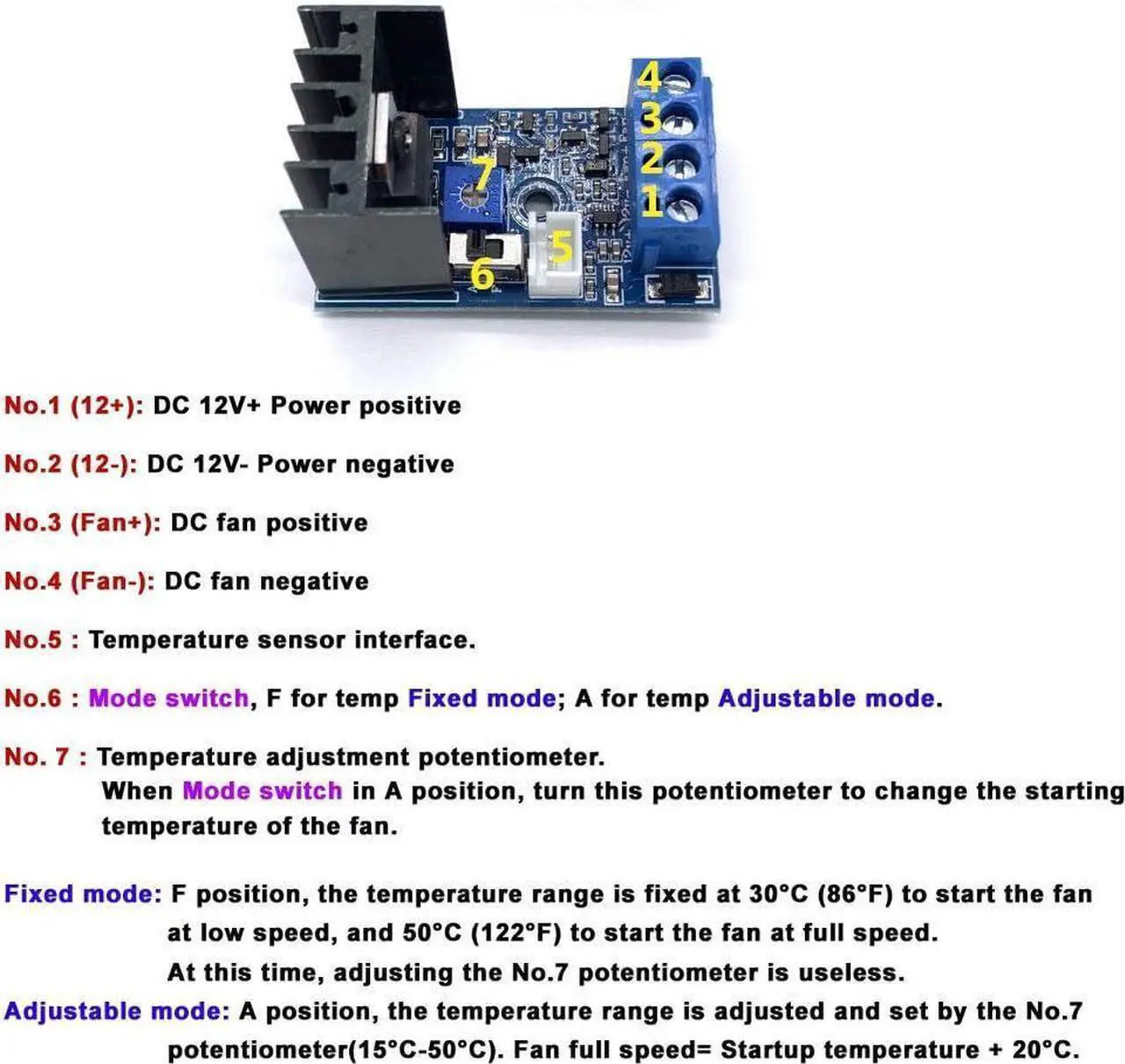 Alt view image 6 of 7 - DC 12V 1A Automatic PC CPU Fan Temperature Control Speed Controller Case Fan Speed Governor with Sensor for 2 3 4 Wire Fan