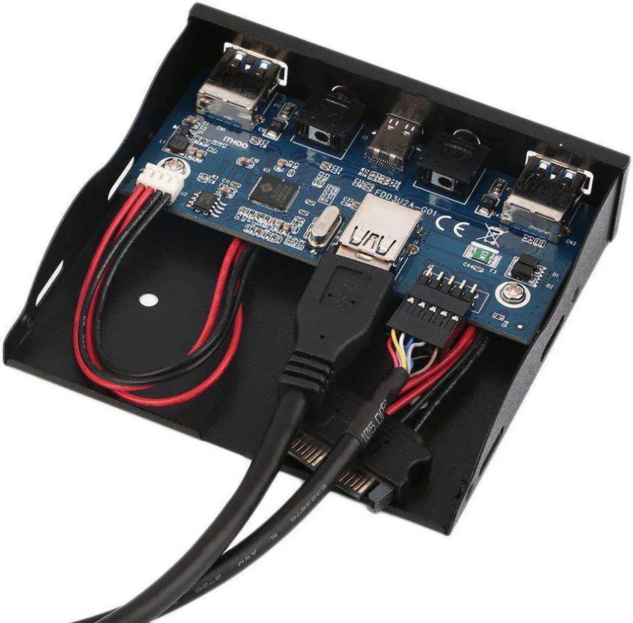 Alt view image 3 of 3 - 3.5" Front Panel Floppy Bay 2 Ports USB 3.0 Hub With 1x HD Audio Output 1x Microphone Input 1x USB 3.1 Type C For Desktop PC