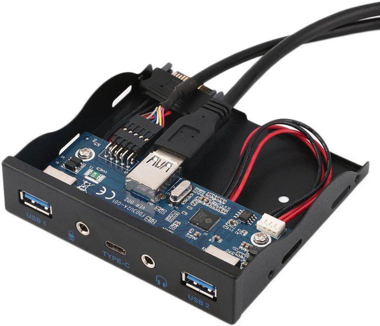 Main image of 3.5" Front Panel Floppy Bay 2 Ports USB 3.0 Hub With 1x HD Audio Output 1x Microphone Input 1x USB 3.1 Type C For Desktop PC