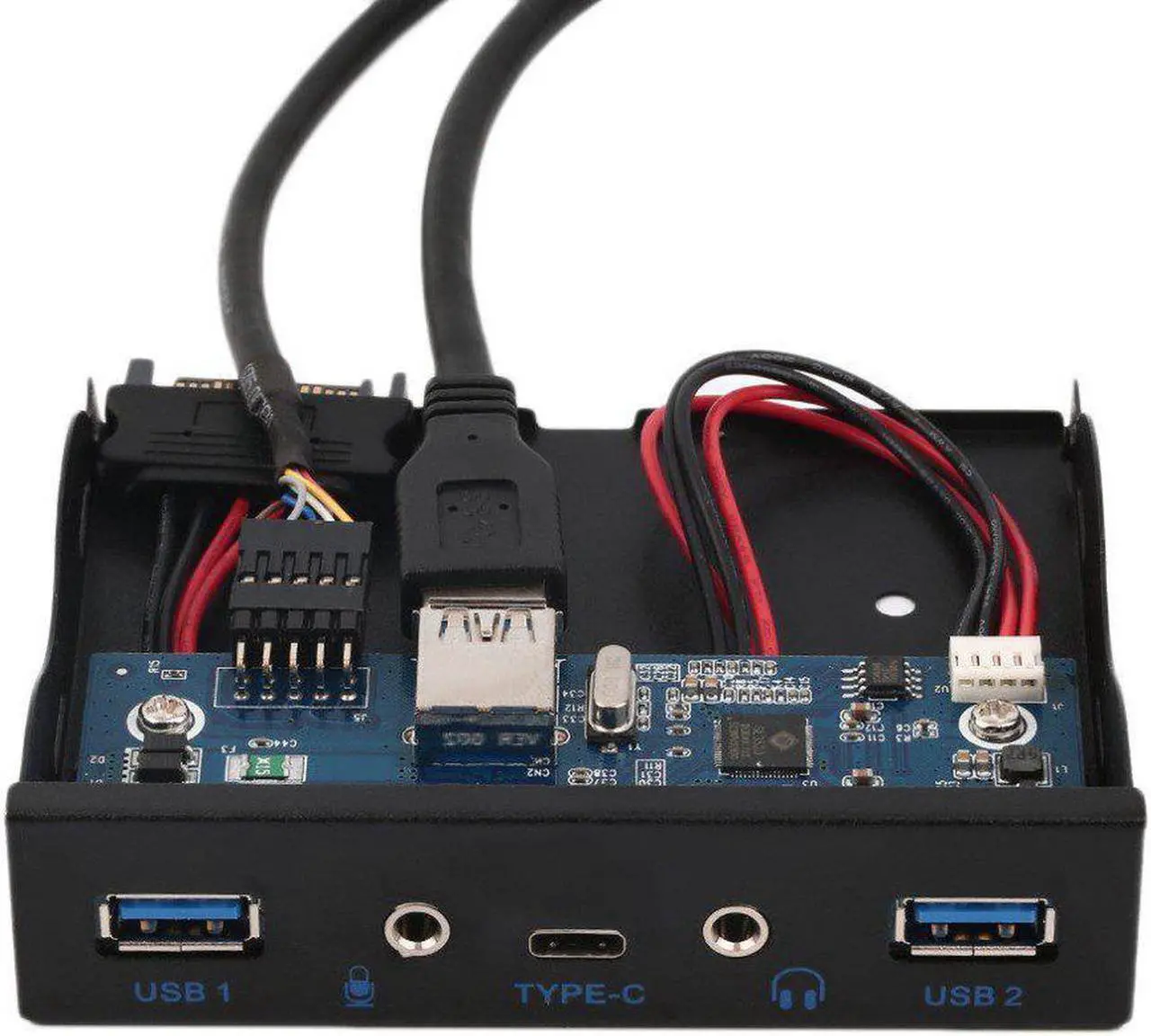 Alt view image 2 of 3 - 3.5" Front Panel Floppy Bay 2 Ports USB 3.0 Hub With 1x HD Audio Output 1x Microphone Input 1x USB 3.1 Type C For Desktop PC