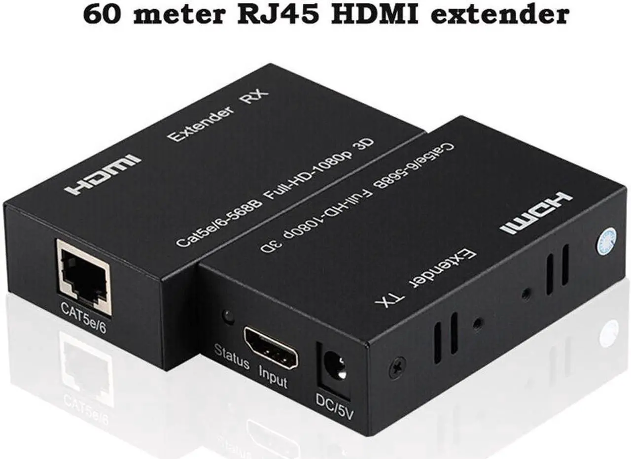 Main image of HDMI Extender, 196ft/60m HDMI Extender (Tx + Rx) Via Single RJ45 Cat6 Ethernet Cable Transmit Up to 60M, Support 1080p, 3D, HDCP, with EDID Function