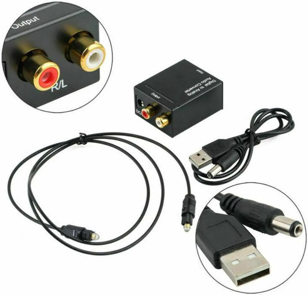 Alt view image 2 of 7 - 3.5mm Digital to Analog Audio Converter Adapter W/ Fiber Cable RCA Out optical