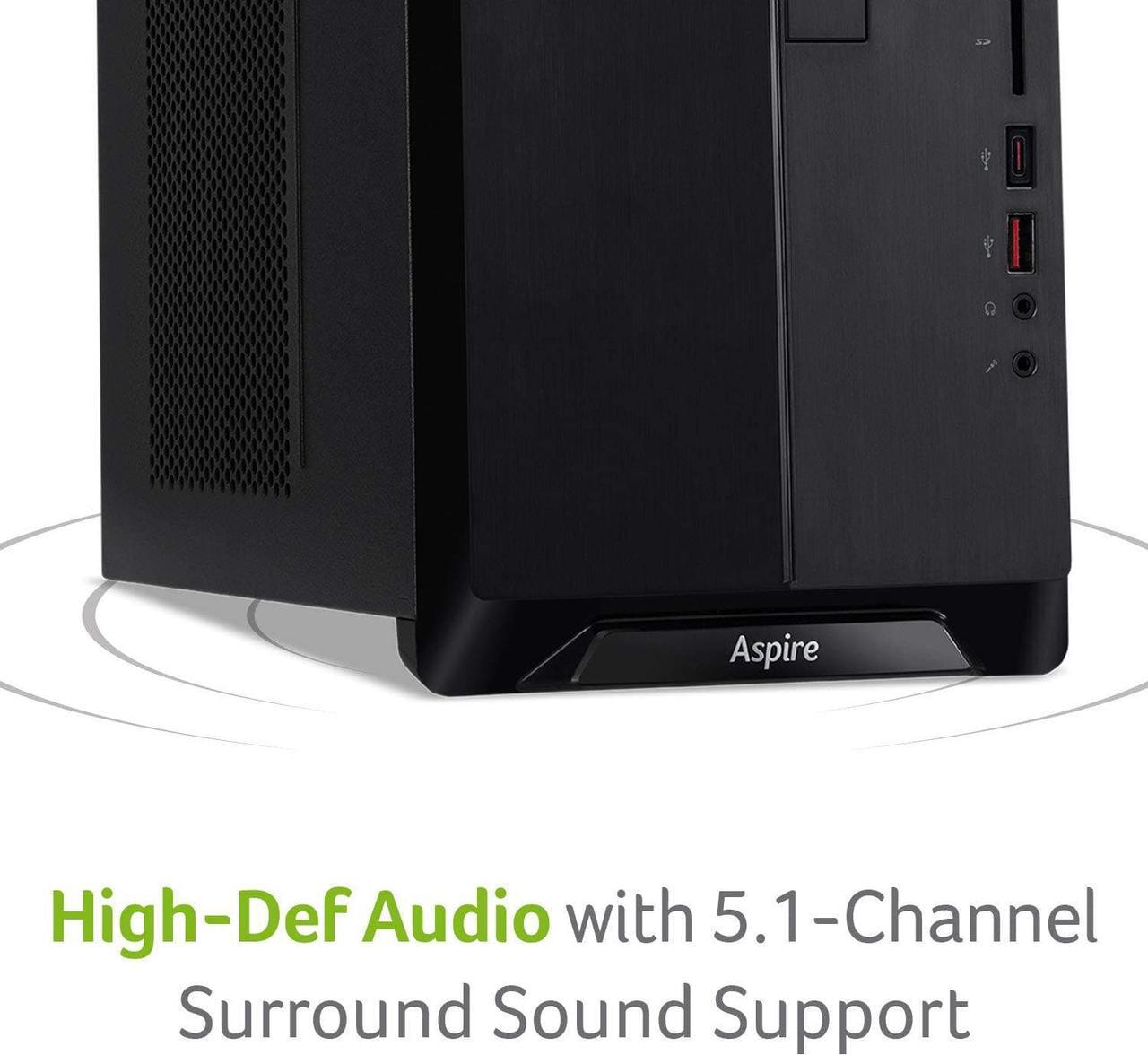 Alt view image 5 of 7 - Acer Aspire TC-885-UA92 Desktop, 9th Gen Intel Core i5-9400, 12GB DDR4, 512GB SSD, 8X DVD, 802.11AC Wifi, USB 3.1 Type C, Windows 10 Home, Black