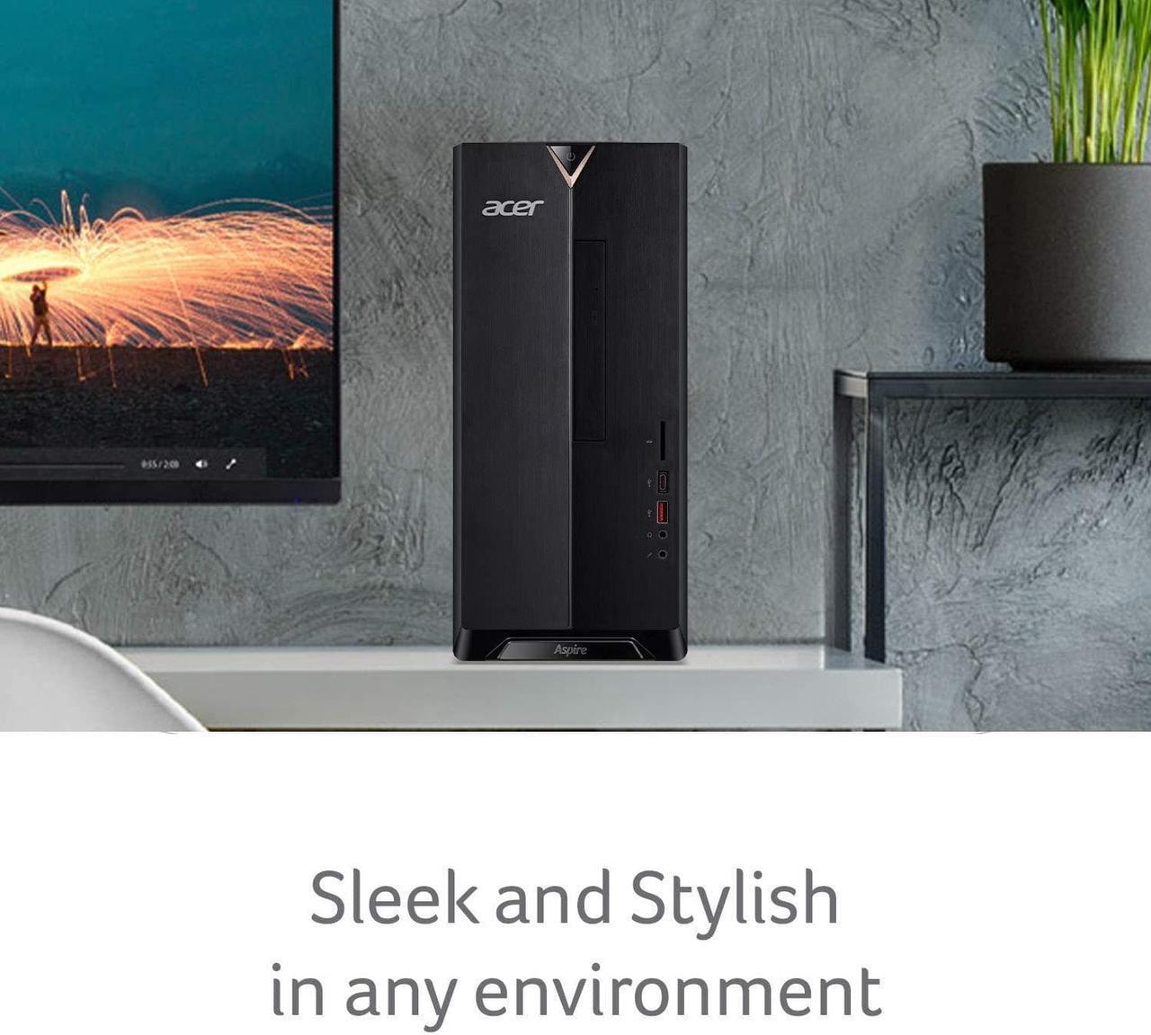 Alt view image 7 of 7 - Acer Aspire TC-885-UA92 Desktop, 9th Gen Intel Core i5-9400, 12GB DDR4, 512GB SSD, 8X DVD, 802.11AC Wifi, USB 3.1 Type C, Windows 10 Home, Black