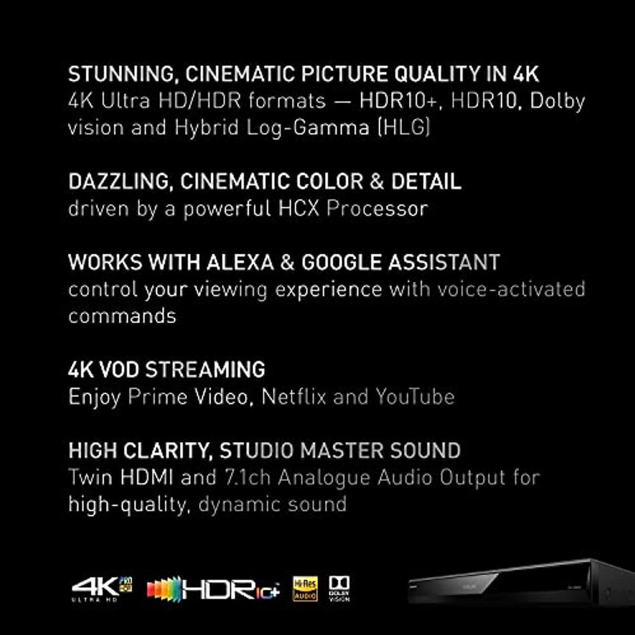 Alt view image 11 of 20 - panasonic 4k ultra hd bluray player with hdr10+ and dolby vision playback, hires sound, 4k vod streaming  black dpub820