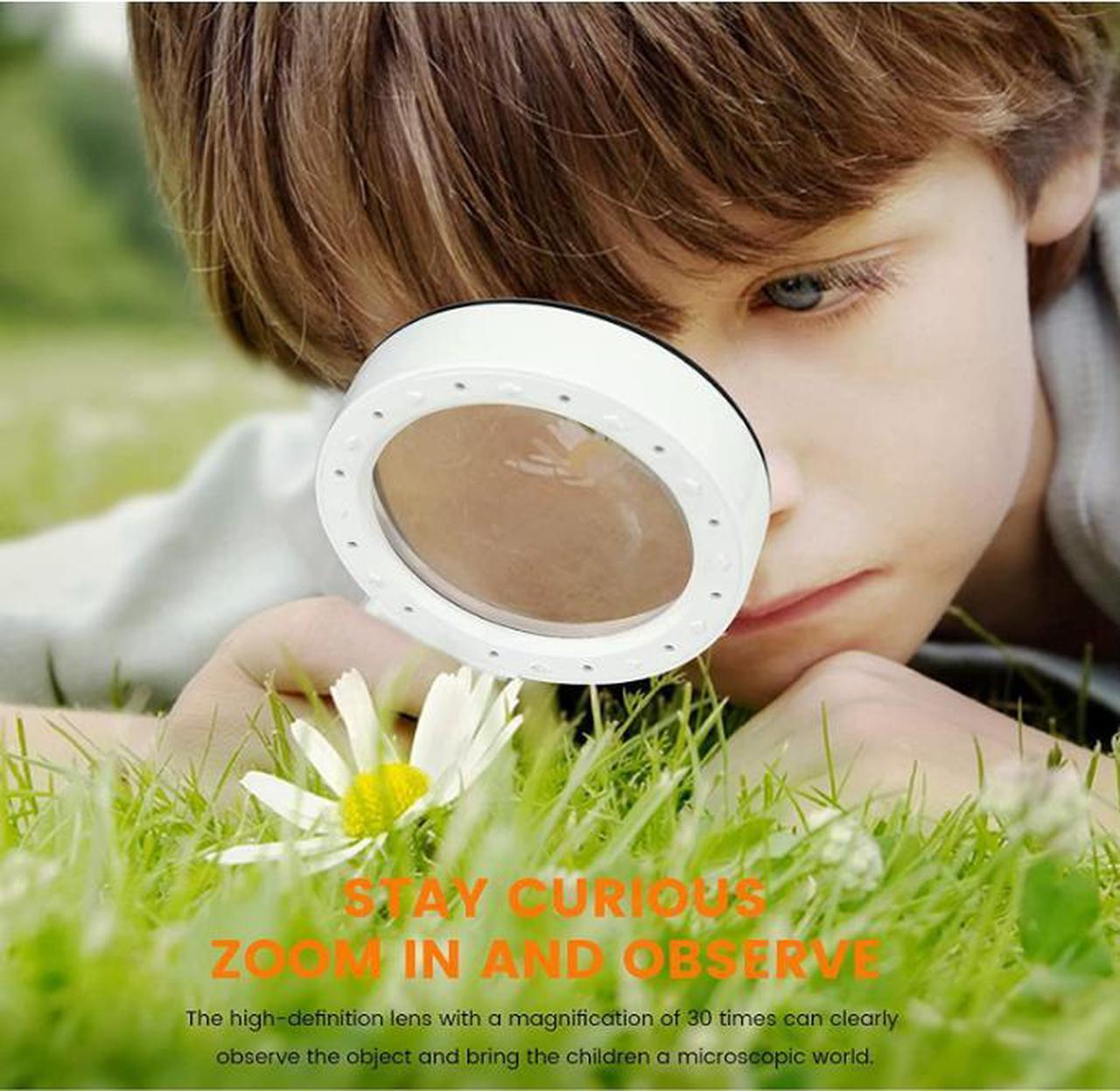 Alt view image 5 of 7 - Magnifying Glass with Light, 30X Handheld Large Magnifying Glass 12 LED Illuminated Lighted Magnifier for Macular Degeneration, Seniors Reading, Soldering, Inspection, Coins, Jewelry, Exploring(White)
